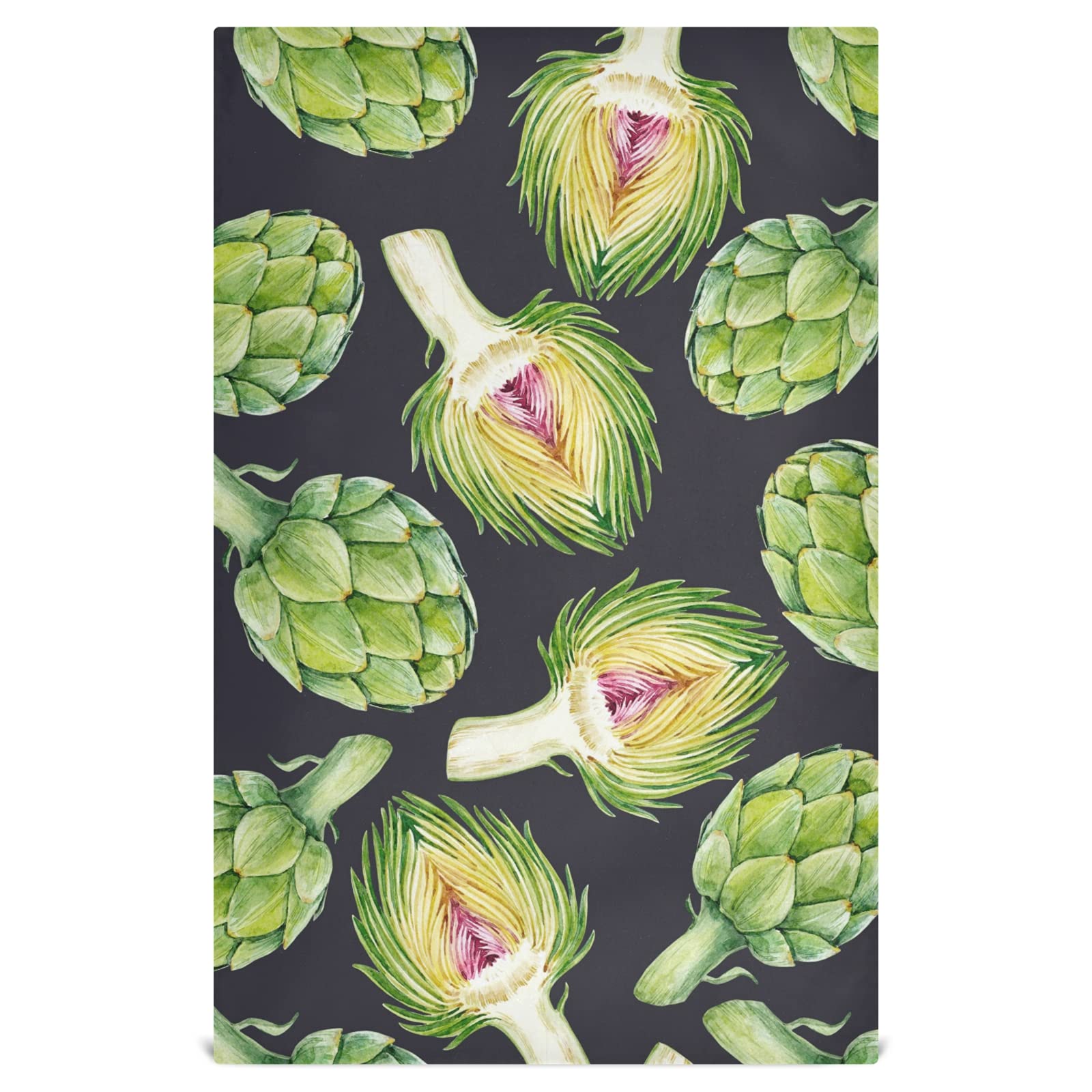 Premium Watercolor Artichoke Kitchen Towels 4-Pack - Reusable, Absorbent & Fast Drying Dish Cloths (28x18 in) - Eco-Friendly Tea Towels & Bar Towels for Home Decor - Perfect for Cooking, Cleaning & Kitchen Decor