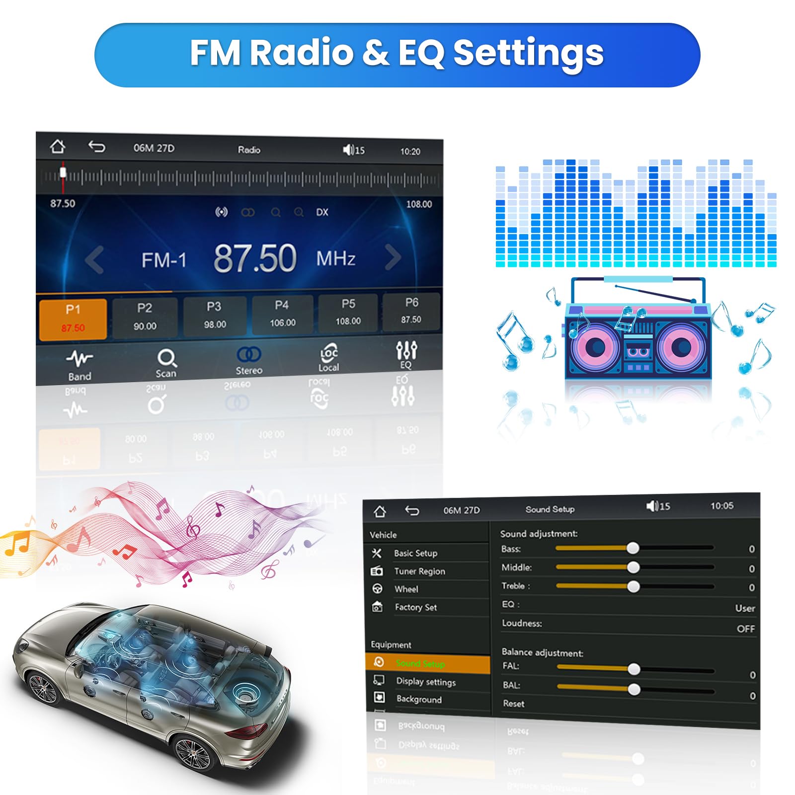 Hikity 7 Inch Single Din Car Stereo with Apple CarPlay & Android Auto - Bluetooth Touch Screen Car Radio with Mirror Link, FM, Dual USB/AUX, SWC & Backup Camera - Perfect for Road Trips, Commuting & Hands-Free Driving