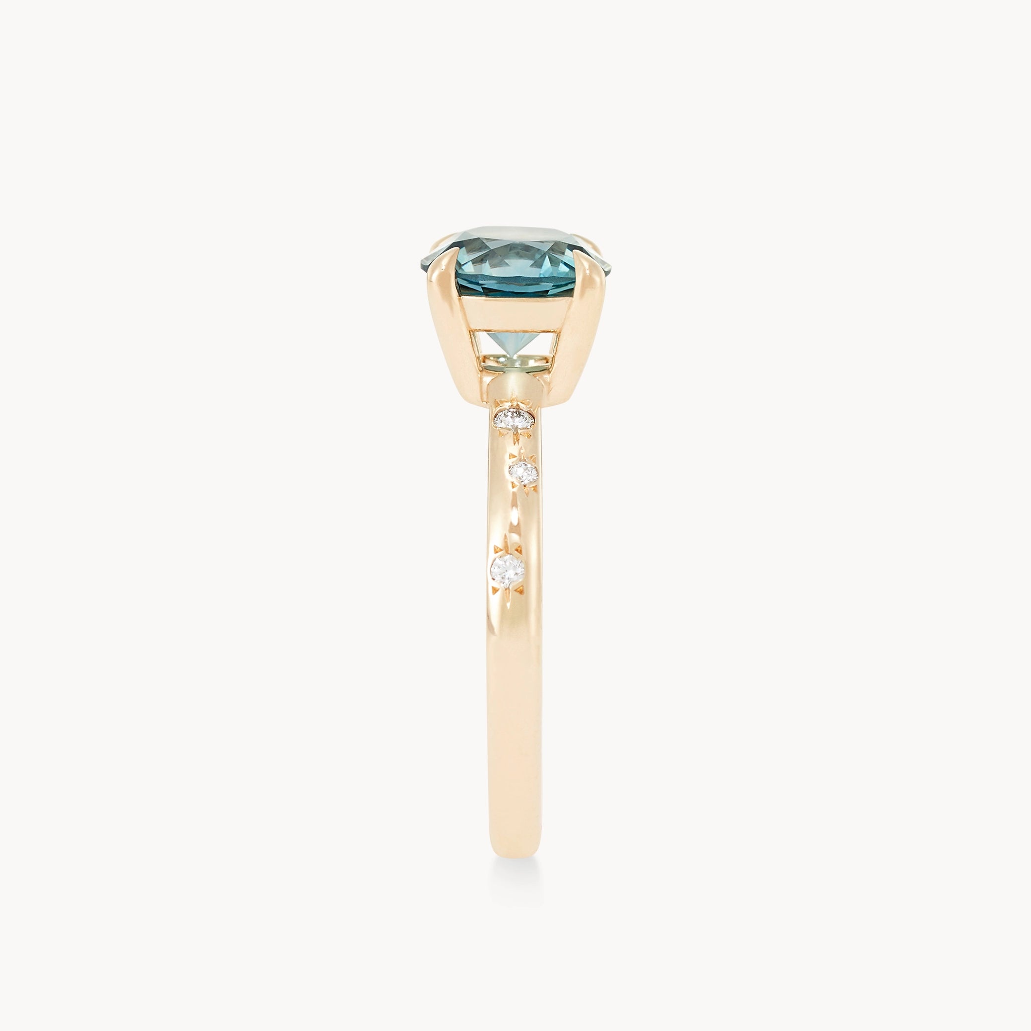 Woodland Grace Unique 14K Yellow Gold Round Sapphire Ring – Perfect for Weddings, Anniversaries & Special Occasions
