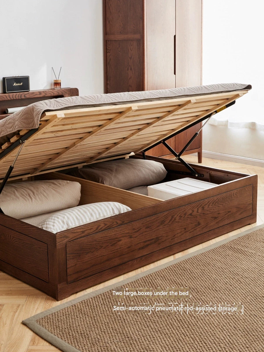 Solid Oak Wood Glow in The Dark Storage Box for Bedroom - Under Bed Organizer with Luminous Lid for Nighttime Visibility & Easy Access