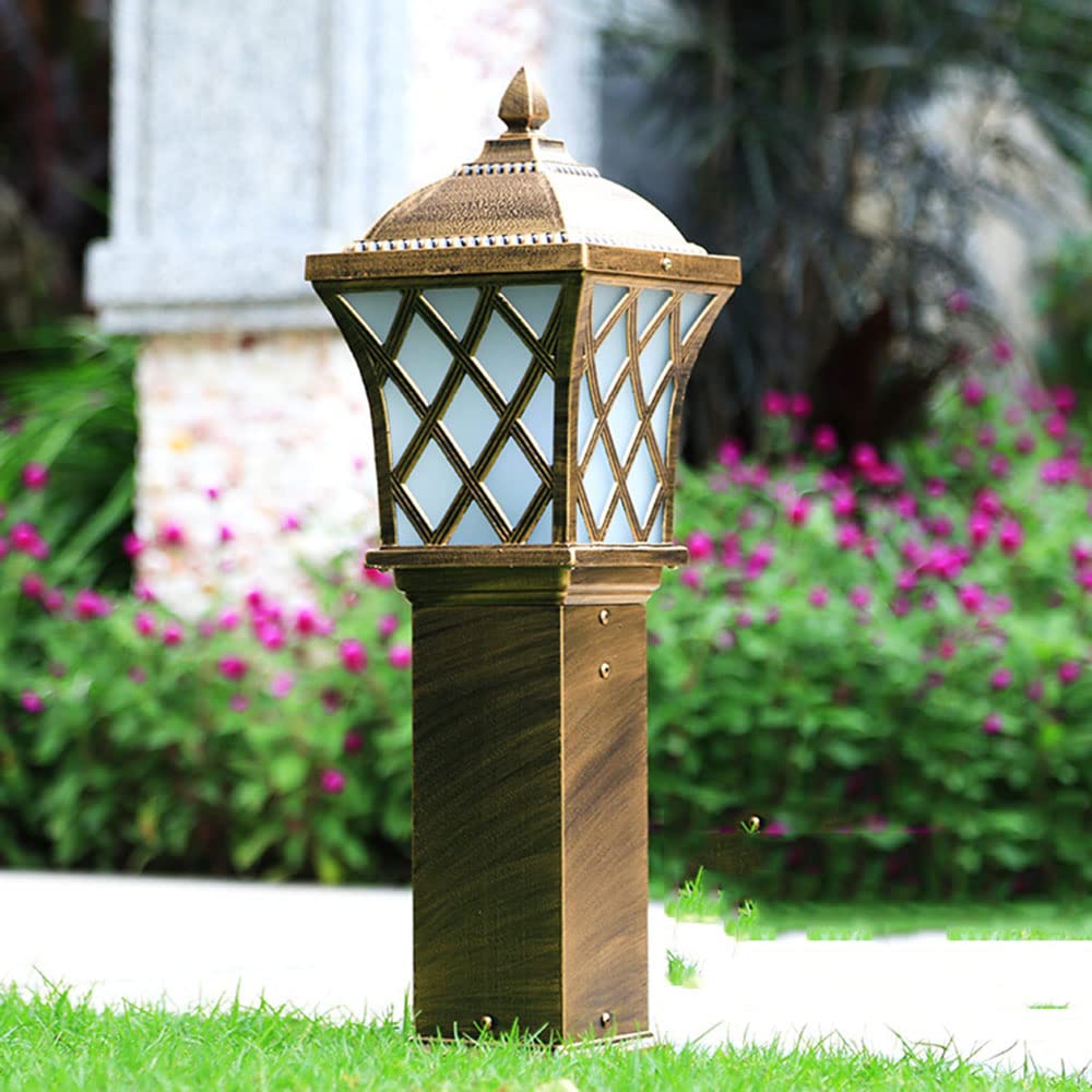 Waterproof IP55 Outdoor E26 Base Post Lights - Aluminum Pillar Lights with Glass Lampshade for Lawn, Garden, Garage, Pavilion & Courtyard Lighting | Durable Column Lights for Pathway, Driveway and Landscape Decoration