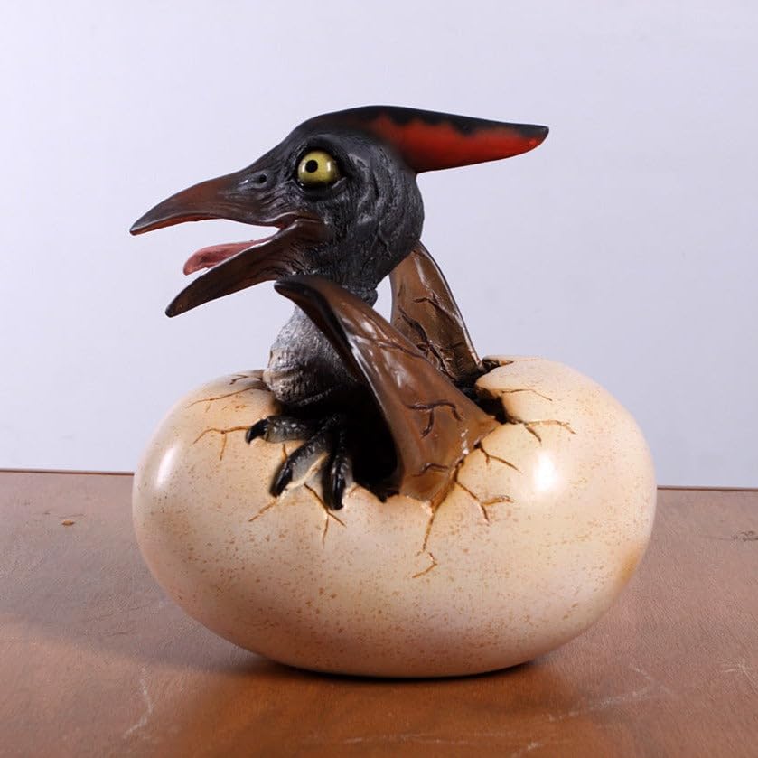 LM Treasures Life-Size Pteranodon Dinosaur Egg Hatching Statue - Realistic Jurassic Dinosaur Decor for Home, Office, Museum Display & Dinosaur Theme Parties