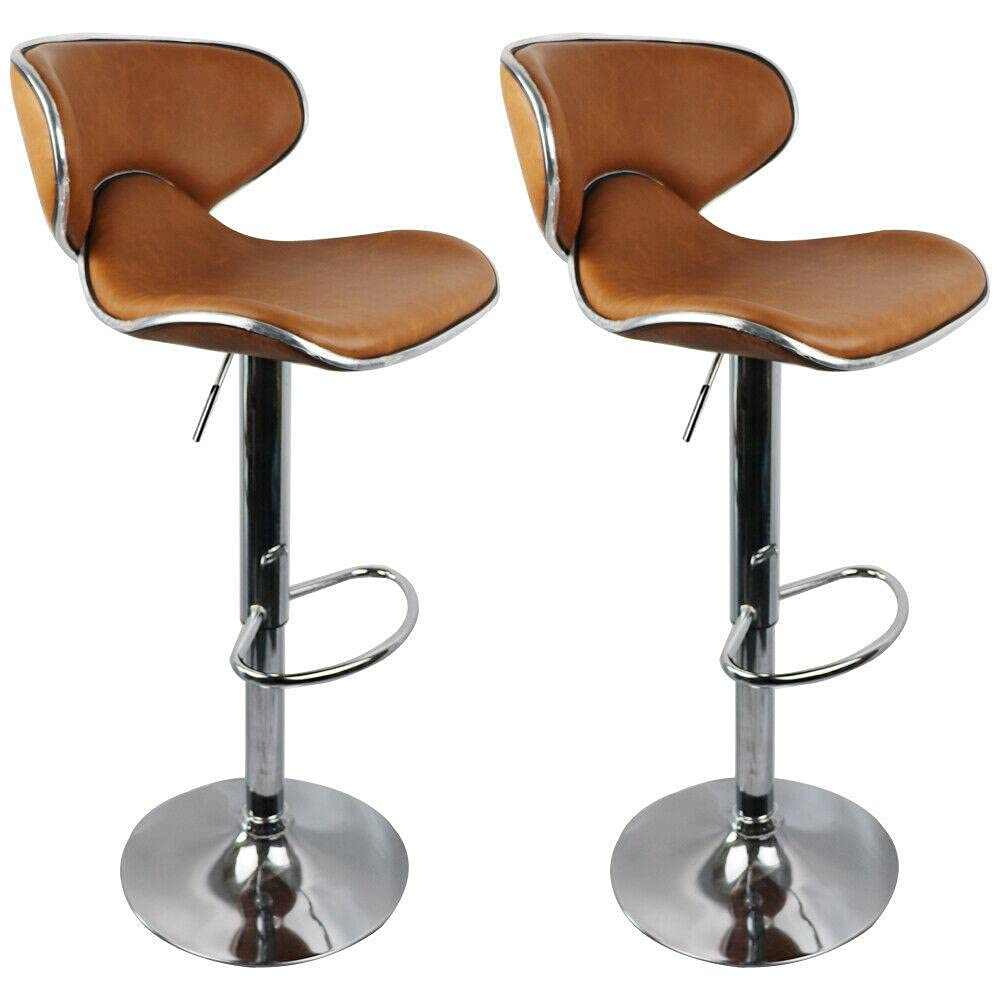 Premium Set of 2 Adjustable Swivel Bar Stools - PU Leather Counter Height Pub Chairs for Kitchen Island, Home Office & Man Cave - Perfect Gift for Men, Women, Dad & Home Decor