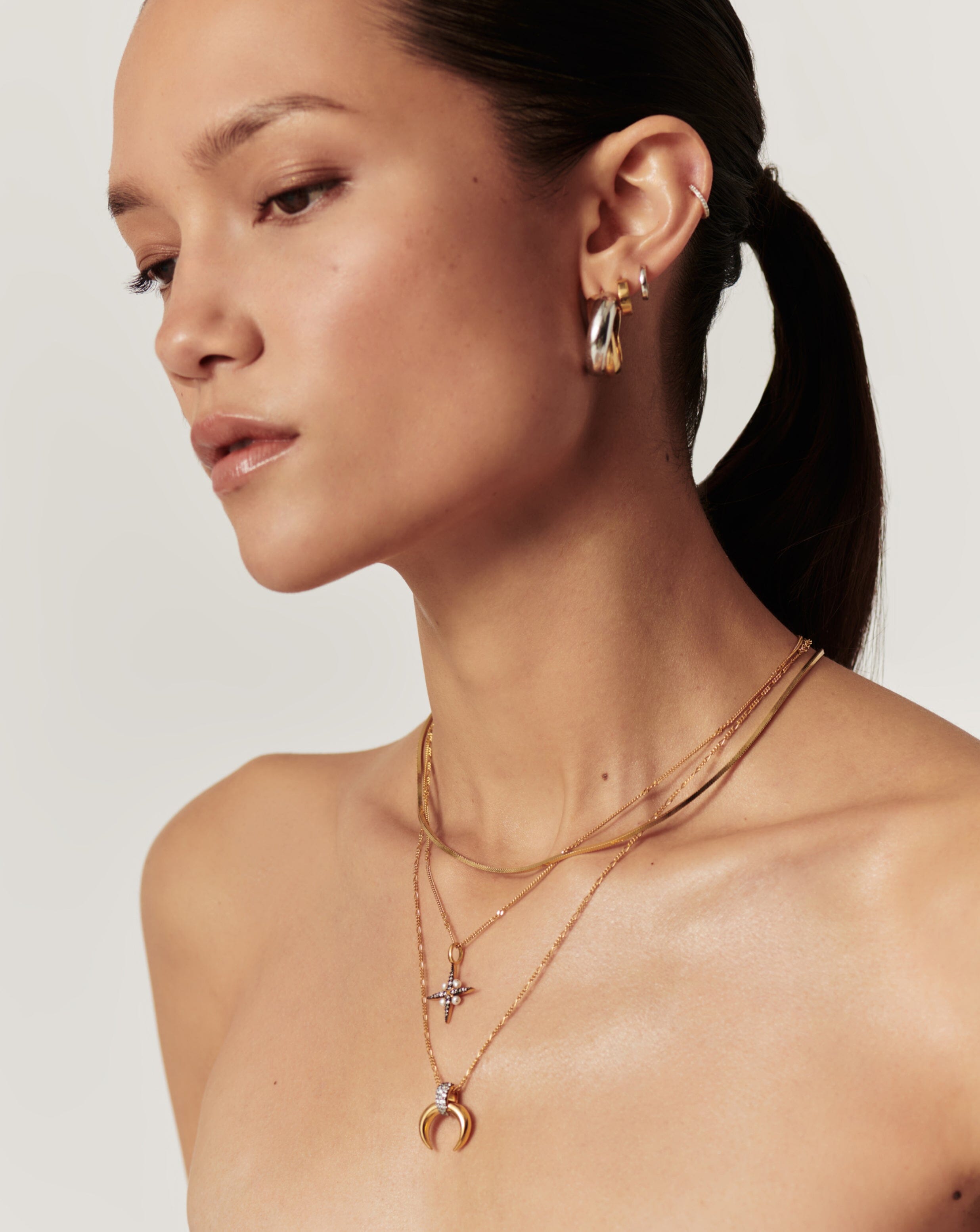 Lucy Williams Pavé Horn Pendant Necklace - 18k Gold Vermeil & Cubic Zirconia Jewelry | Elegant Statement Necklace for Women, Perfect for Parties, Weddings & Everyday Wear