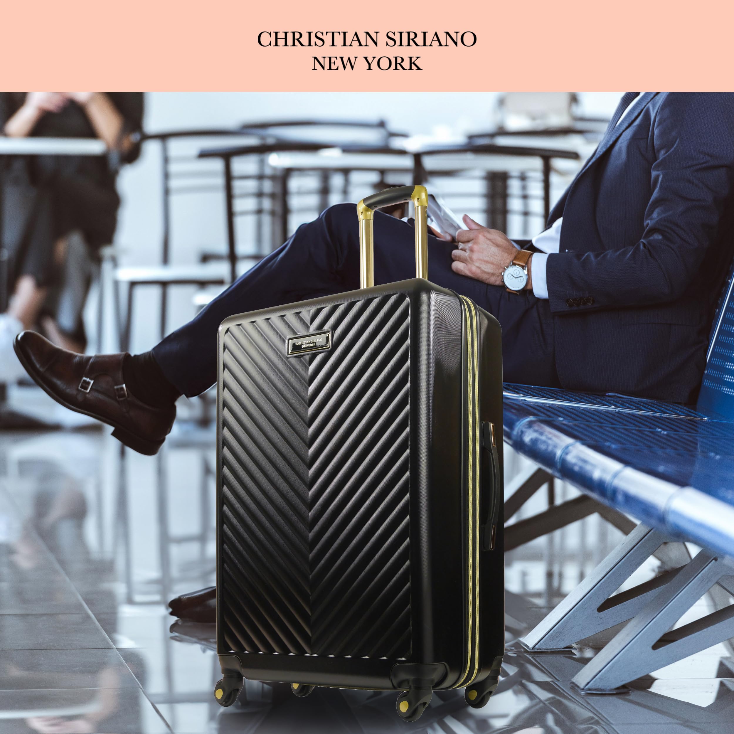 Concept One Christian Siriano New York 29 Inch Hardshell Spinner Wheel Carry-On Luggage - Lightweight Durable Suitcase for Business Travel & Weekend Getaways (Black)