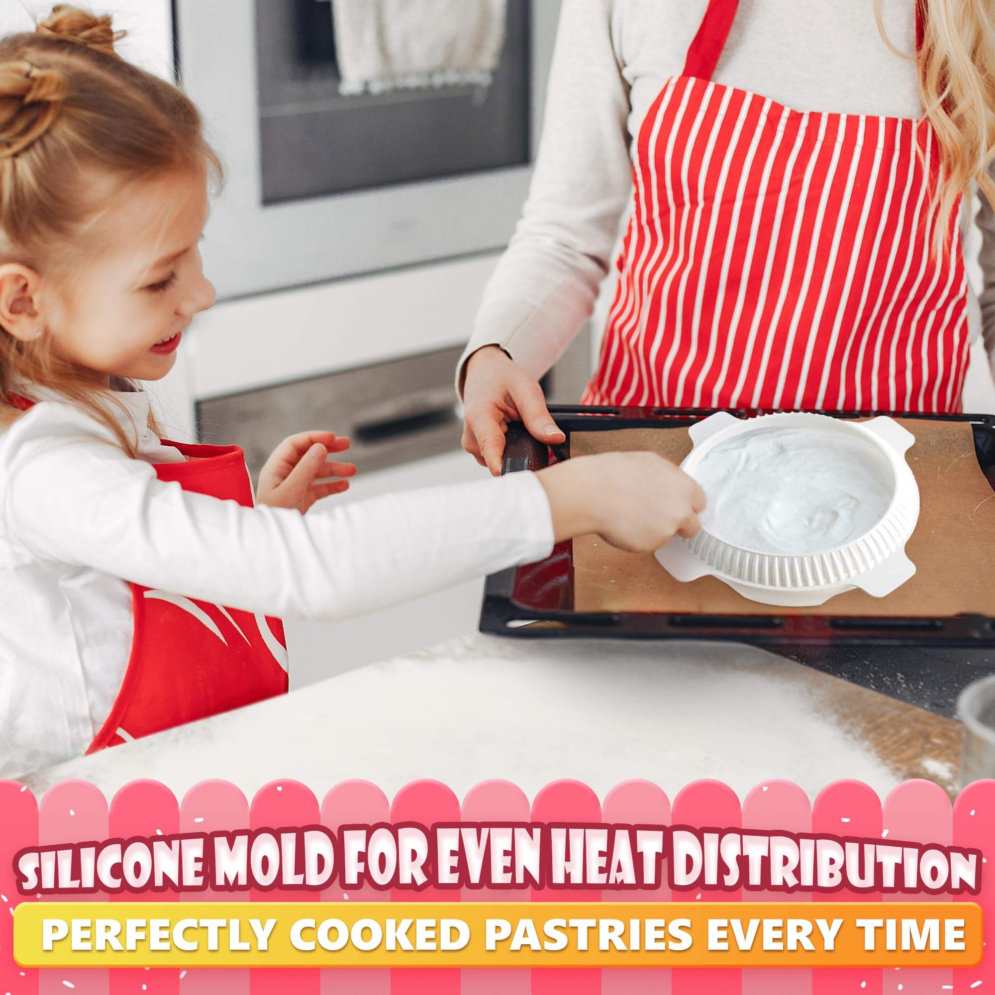 VIKROM 3D Round Silicone Cake Mold for Baking - Reusable Non-Stick Mousse, Brownie & Cheesecake Pan - Perfect for Birthday Parties, Wedding Cakes & Dessert Decorating