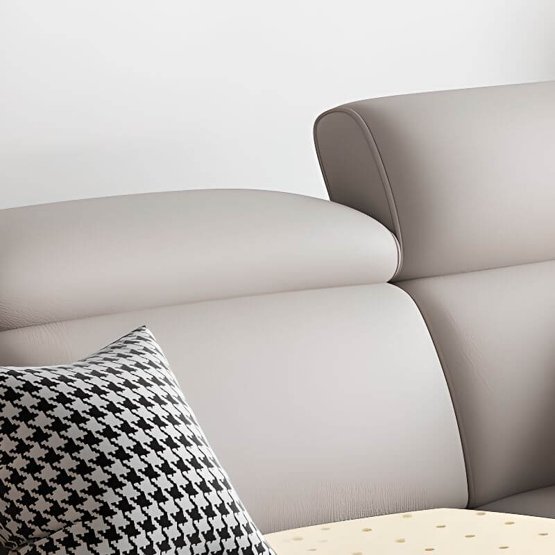 L Shape Sofa Chaise Sectional - 4 Seater 3 Piece Set with Pillow Top Arm & Chaise (Grey/Azure) - Left Hand Facing Modern Living Room Furniture for Small Spaces & Apartments