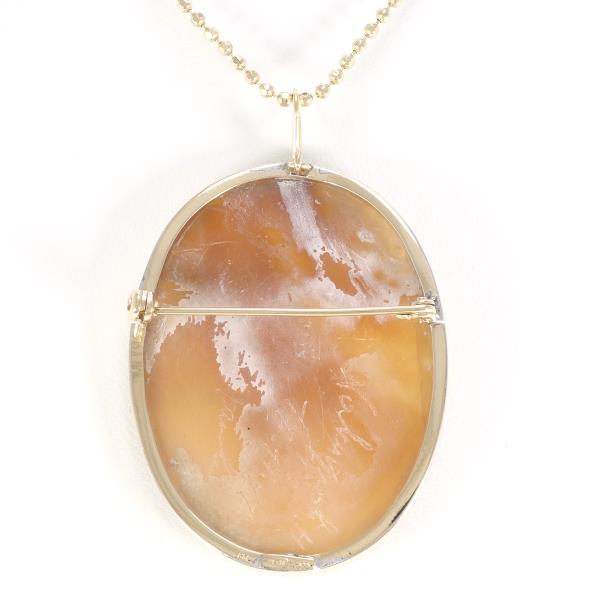 14K Yellow Gold Shell Cameo Necklace & Brooch - Vintage Elegant Jewelry for Women, Perfect for Weddings, Parties & Special Occasions