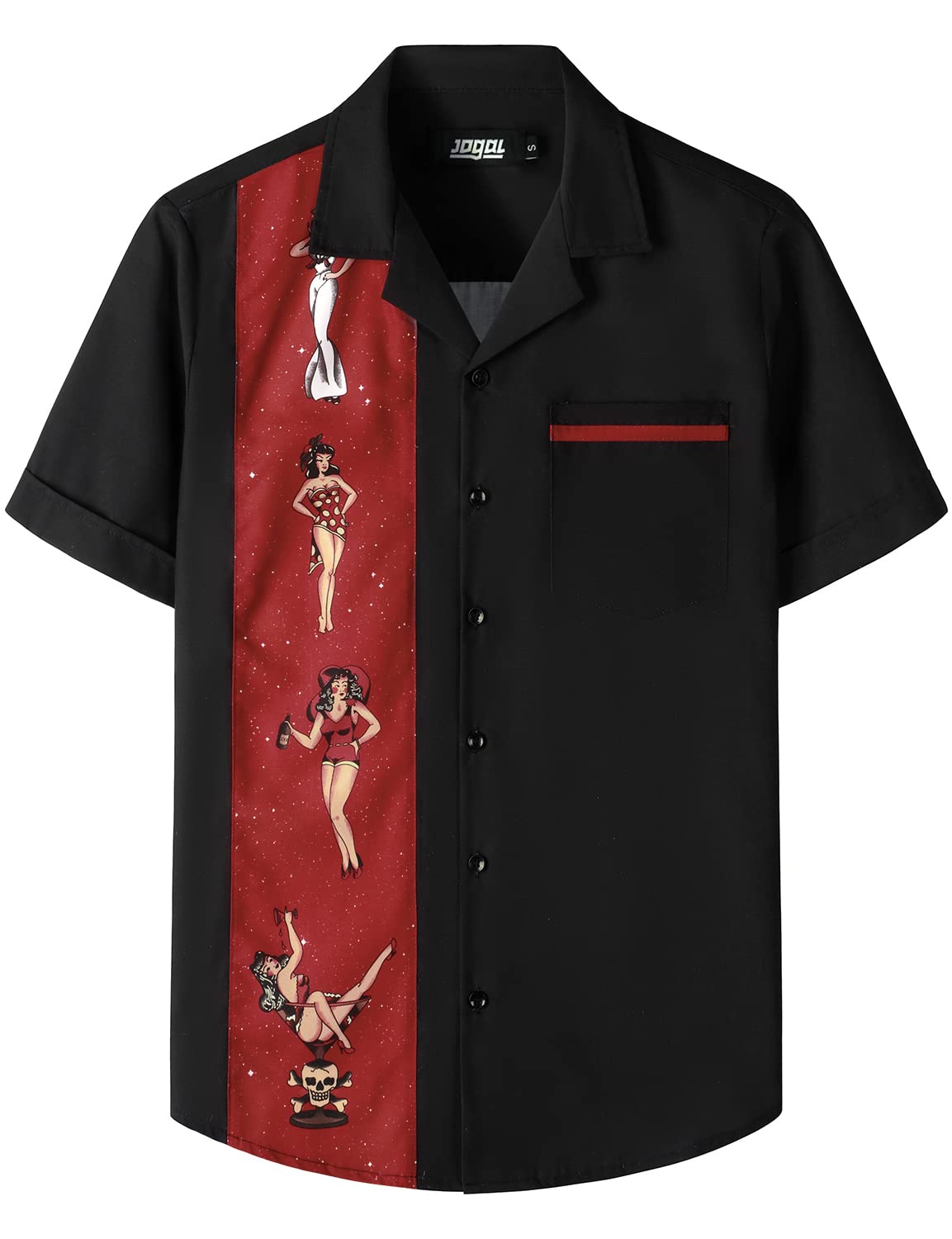 Vintage 50s Rockabilly Bowling Shirts for Men - Short Sleeve Hawaiian Aloha Shirt with Button Down Collar | Beach Party, Summer Casual & Retro Style Outfit