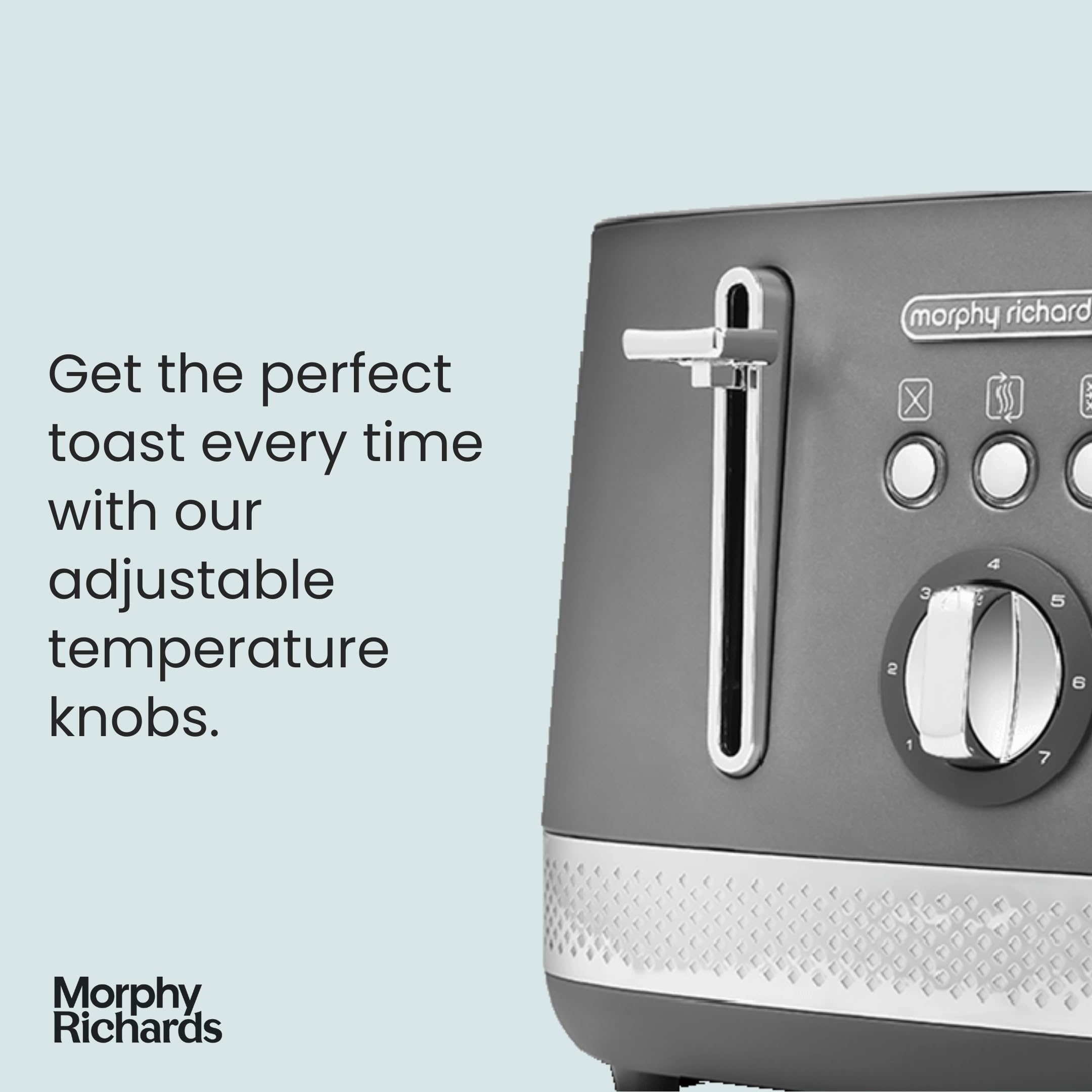 Morphy Richards 4 Slice Toaster with 7 Browning Settings, Extra-Wide Slots & Auto Pop-Up - Perfect for Bagels, Waffles & Artisan Bread - Removable Crumb Tray & Cord Storage - 1500W Titanium (Model 248022) - Ideal for Kitchens, Breakfast Nooks & Small Spaces