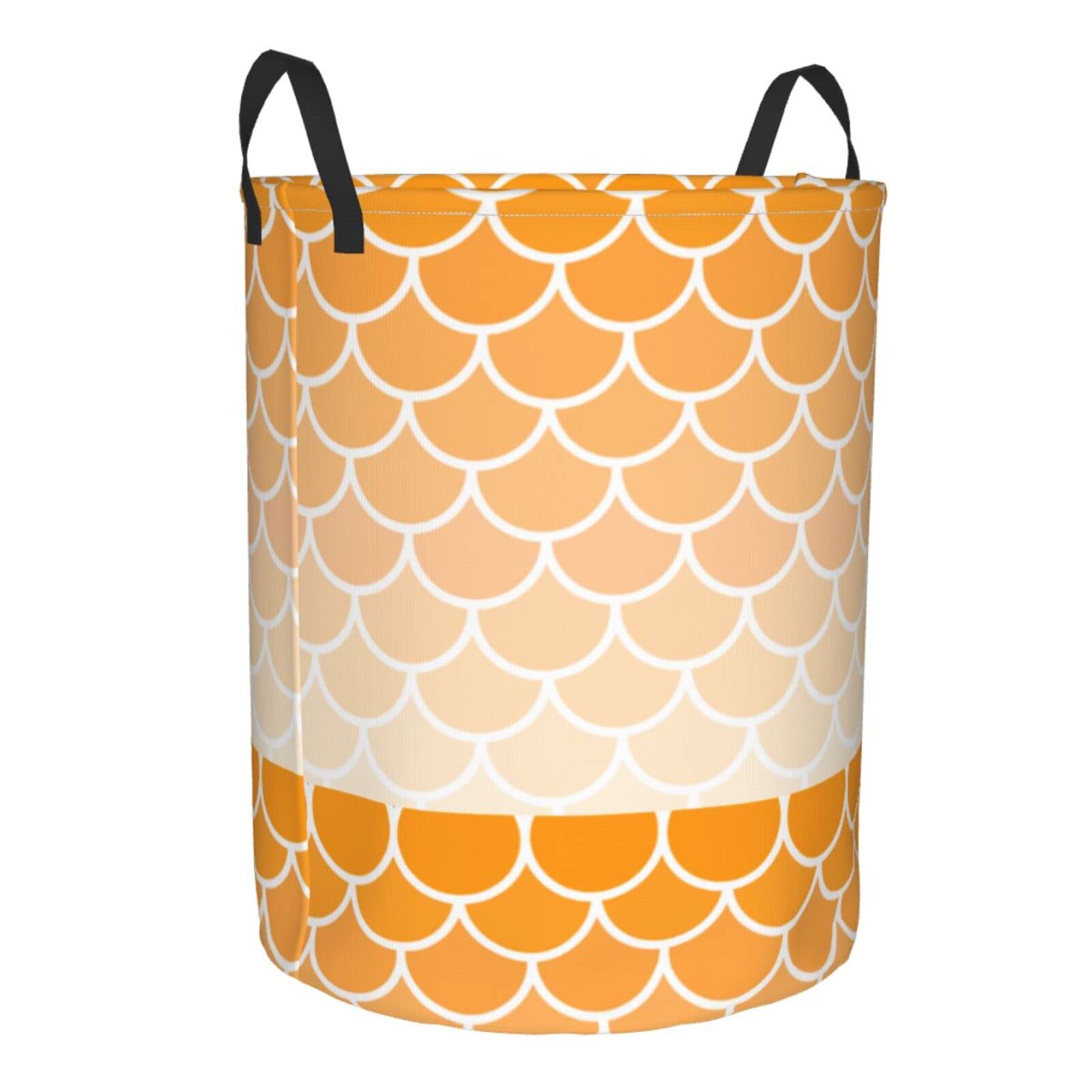 Mermaid Laundry Hamper - Collapsible & Foldable Clothes Basket with Handles, Easy Carry Storage Organizer for Bedroom, Kids Toys, or Travel - Orange (Perfect for Small Spaces & Laundry Room Organization)