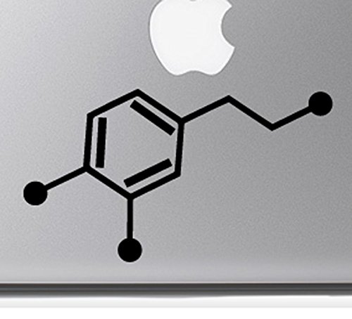 Dopamine Decal - 6 Inch Black Vinyl Chemical Formula Sticker for Cars, Laptops, Trucks & Glass | Science Enthusiast Gift, Lab Decor, Psychology Student Reward