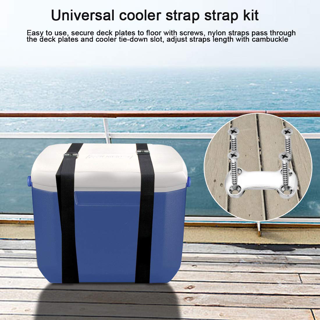 Universal Cooler Tie-Down Strap Kit with Cam Buckle Lashing, Compatible with YETI and RTIC Coolers for Camping, Boating, and Outdoor Adventures