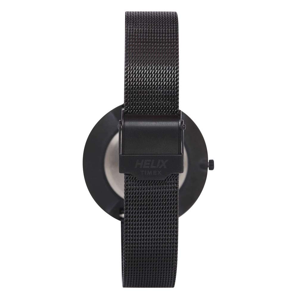 Timex Helix Black Round Analog Watch for Women - Quartz Movement, Stainless Steel Mesh Band, 30m Water Resistant - Perfect for Work, Casual Wear & Gift Giving TW031HL10
