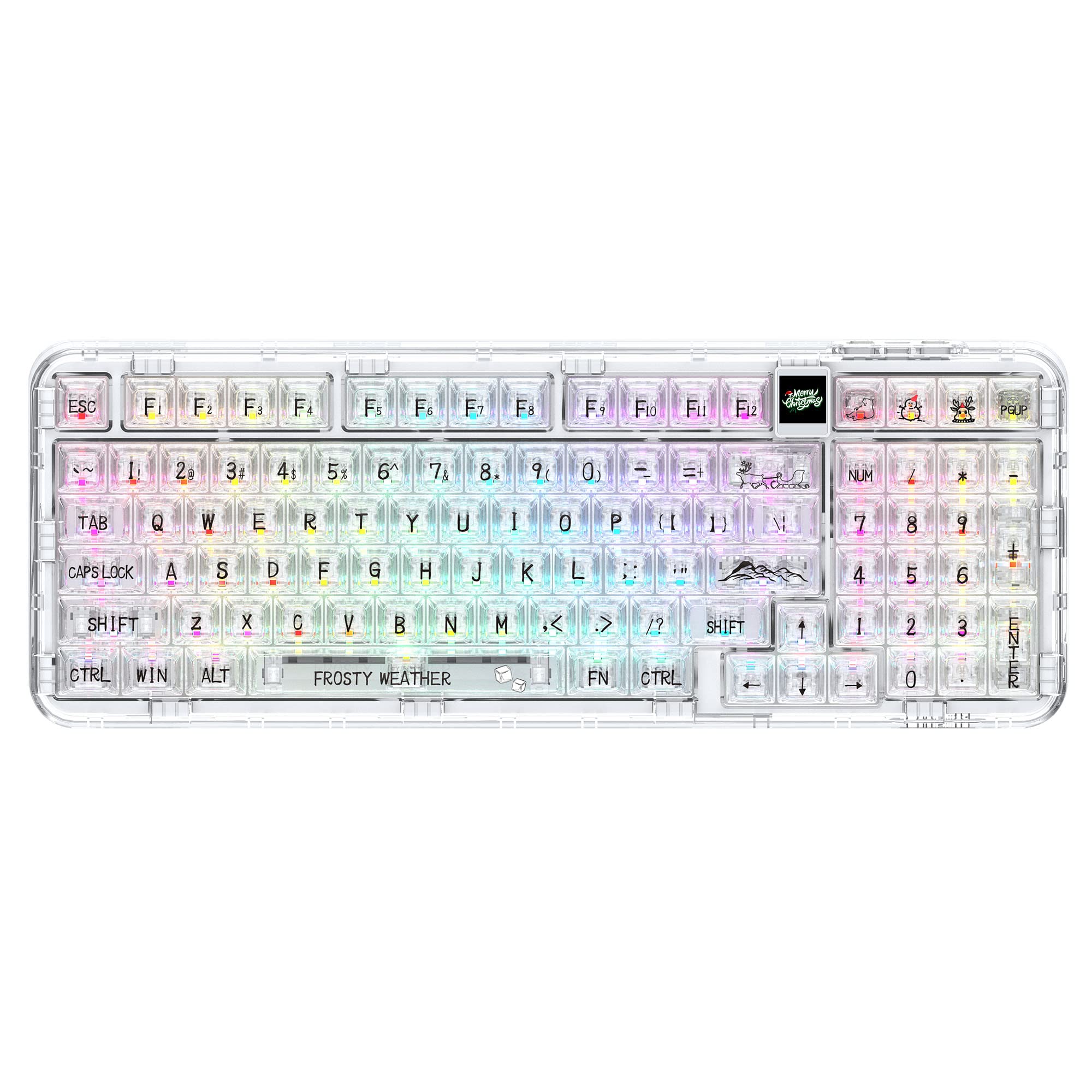 CoolKiller CK98 Wireless Mechanical Gaming Keyboard - RGB Backlit, Hot Swappable, Rechargeable with Gasket Structure for Windows/Mac (White, Ice Switches) - Perfect for Esports, Office Work & Streaming Setup