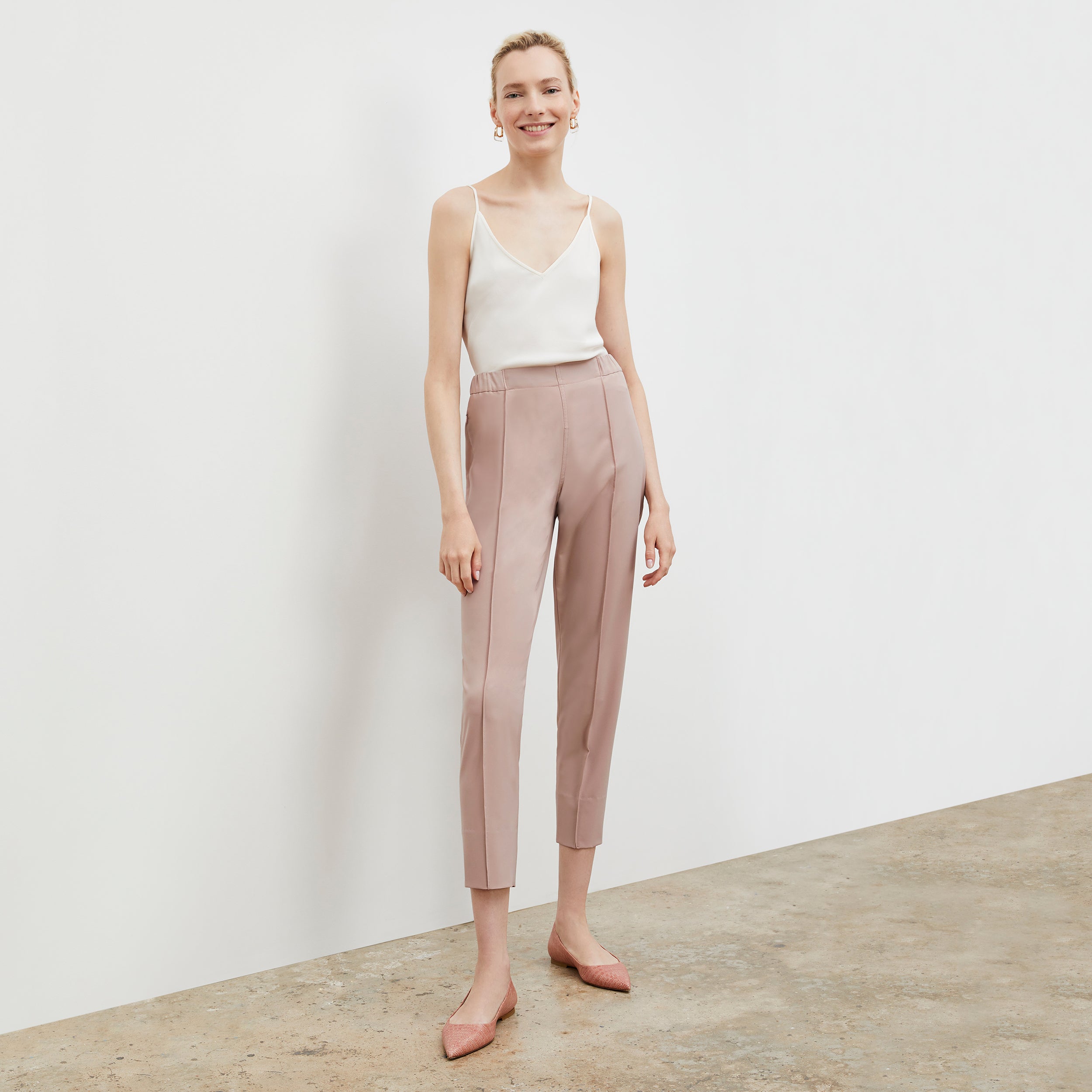 Colby Pant OrigamiTech Stretch Women's Pants - Blush Pink High Waisted Comfortable Workout & Lounge Pants for Yoga, Running, and Everyday Wear