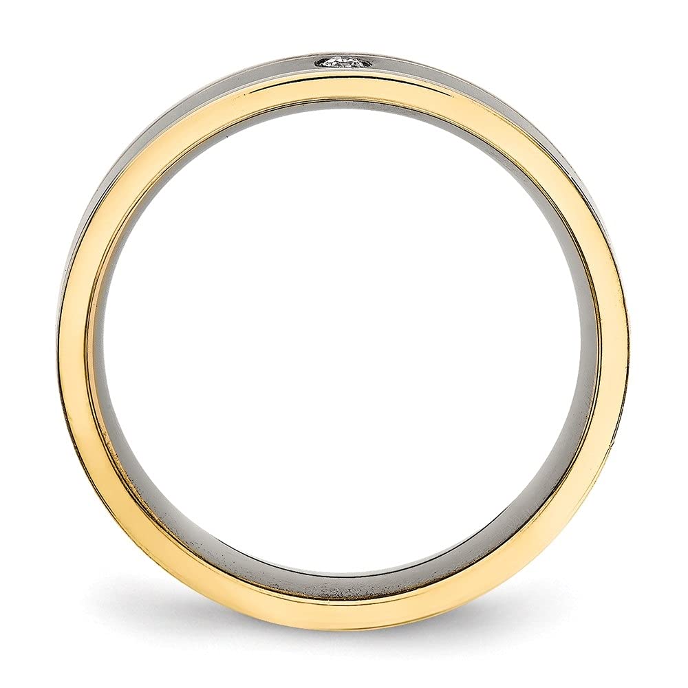 Titanium 5mm Yellow IP Grooved Comfort Fit Cubic Zirconia Wedding Band for Men & Women - Perfect for Engagement, Anniversary & Everyday Wear