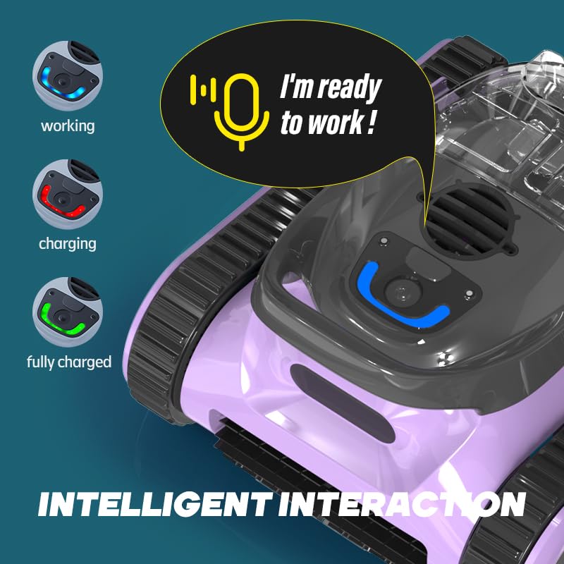 2024 Upgraded Cordless Robotic Pool Cleaner - Powerful Motor, 2.5H Runtime, Wall Climbing & Smart Navigation for Above Ground & In-Ground Pools (Purple Black) | Automatic Pool Maintenance for Sparkling Clean Water All Season