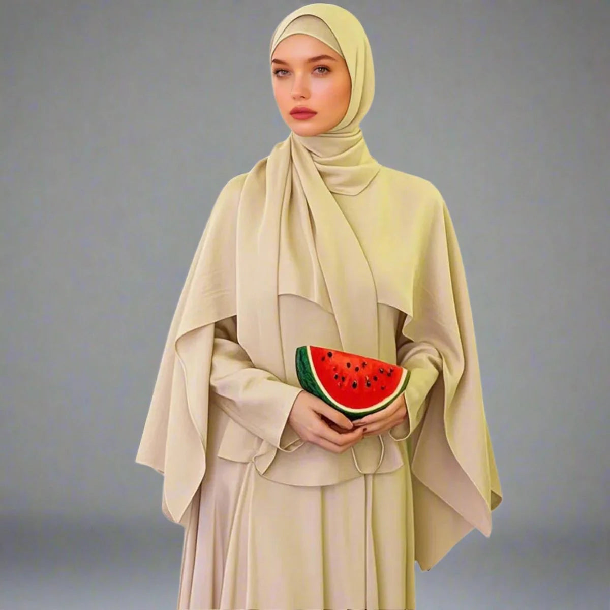 Urgarment 2 Piece Muslim Abaya Dress Set with Cape #251001 - Elegant Islamic Prayer Dress for Women, Perfect for Mosque, Eid & Special Occasions