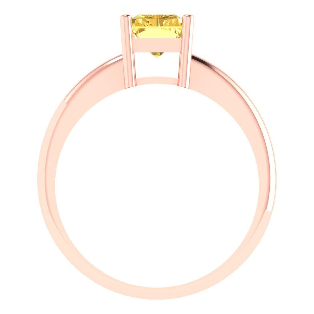 1.75ct Radiant Cut Solitaire Yellow Simulated Diamond Ring - 18K Rose Gold Engagement Wedding Bridal Promise Anniversary Jewelry for Women | Perfect for Proposals, Vow Renewals & Special Occasions