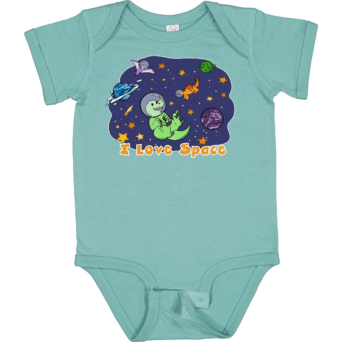 Inktastic I Love Space Cute Dinosaur and Planets Baby Bodysuit - Perfect for Newborns, Infants & Space-Themed Nursery Decor