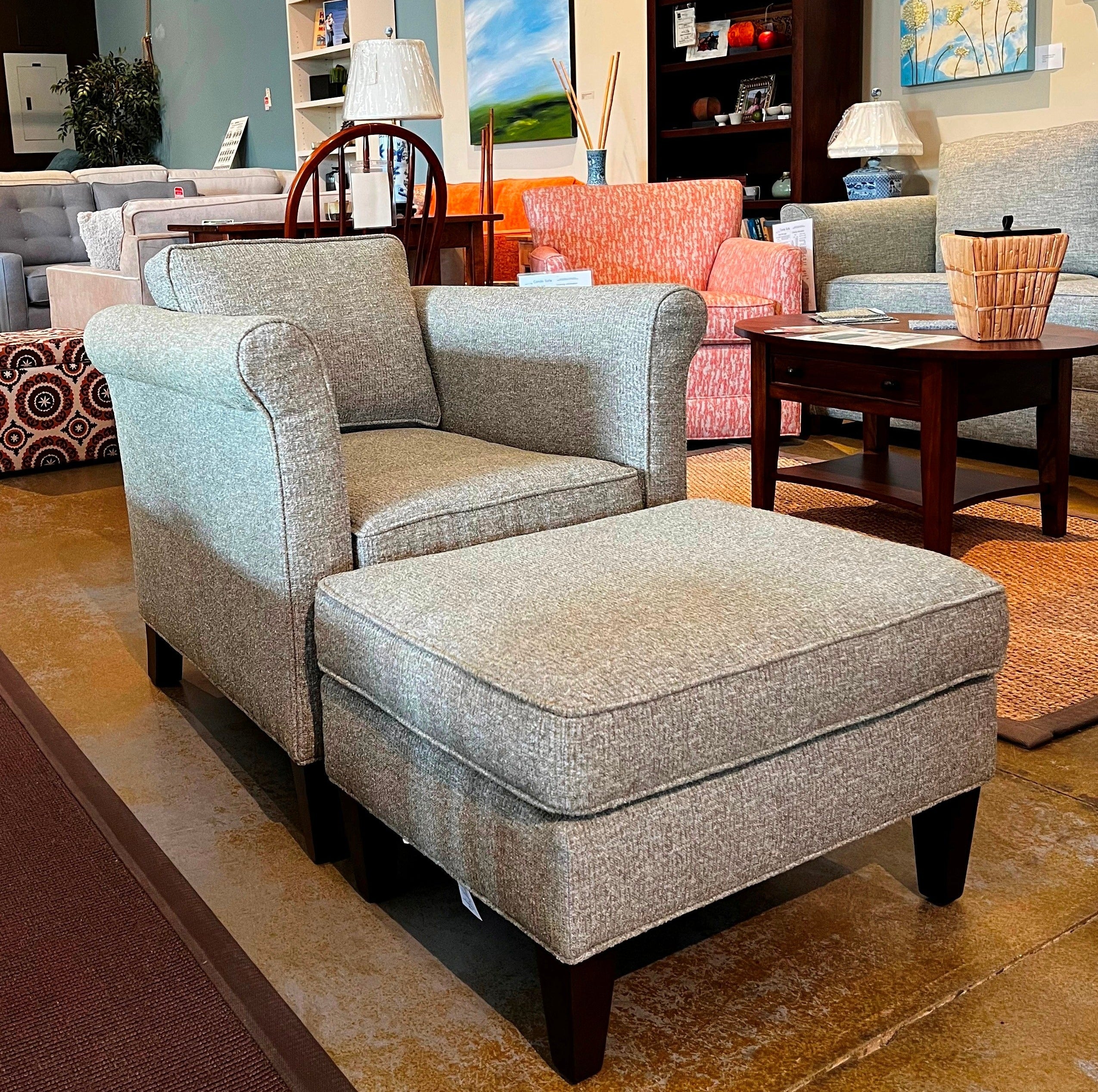 Piper Chair and Ottoman Set - Premium Showroom Model for Living Room, Lounge & Home Decor