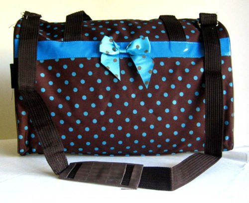 Stylish 19-Inch Duffel & Tote Bag with Brown & Blue Polka Dot Pattern - Perfect for Travel, Gym, and Everyday Use