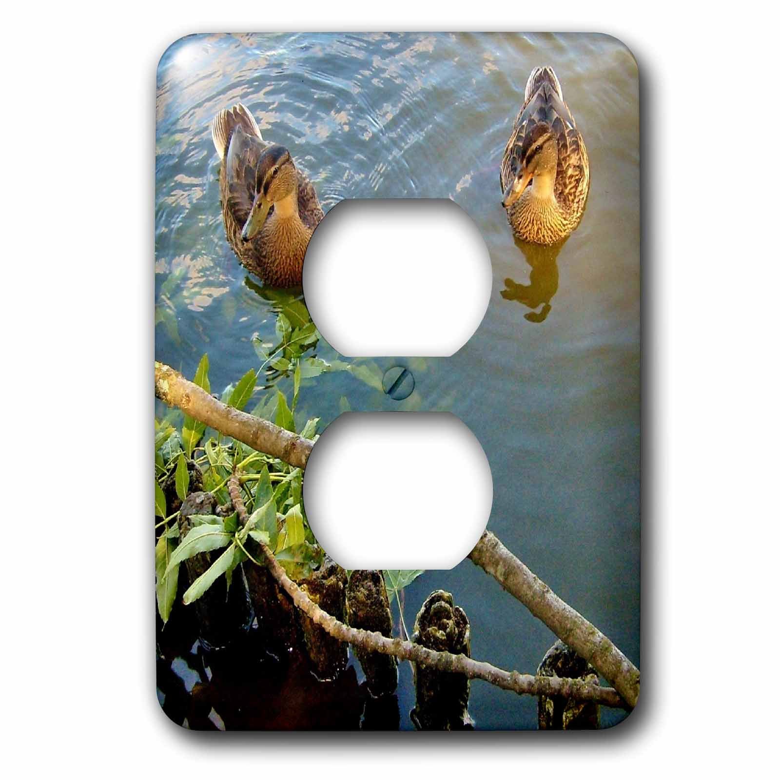 3D Rose Two Ducks in Pond Decor Outlet Cover - Waterproof Wall Plate for Home, Kitchen, Bathroom & Outdoor Use