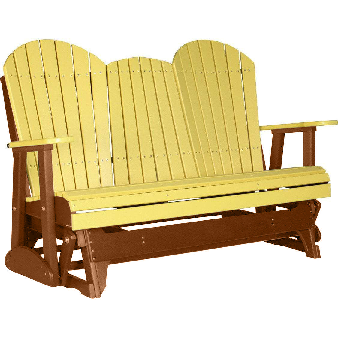 LuxCraft 5 ft. Yellow Recycled Plastic Adirondack Outdoor Glider Chair - Perfect for Patio, Garden, Poolside & Backyard Relaxation