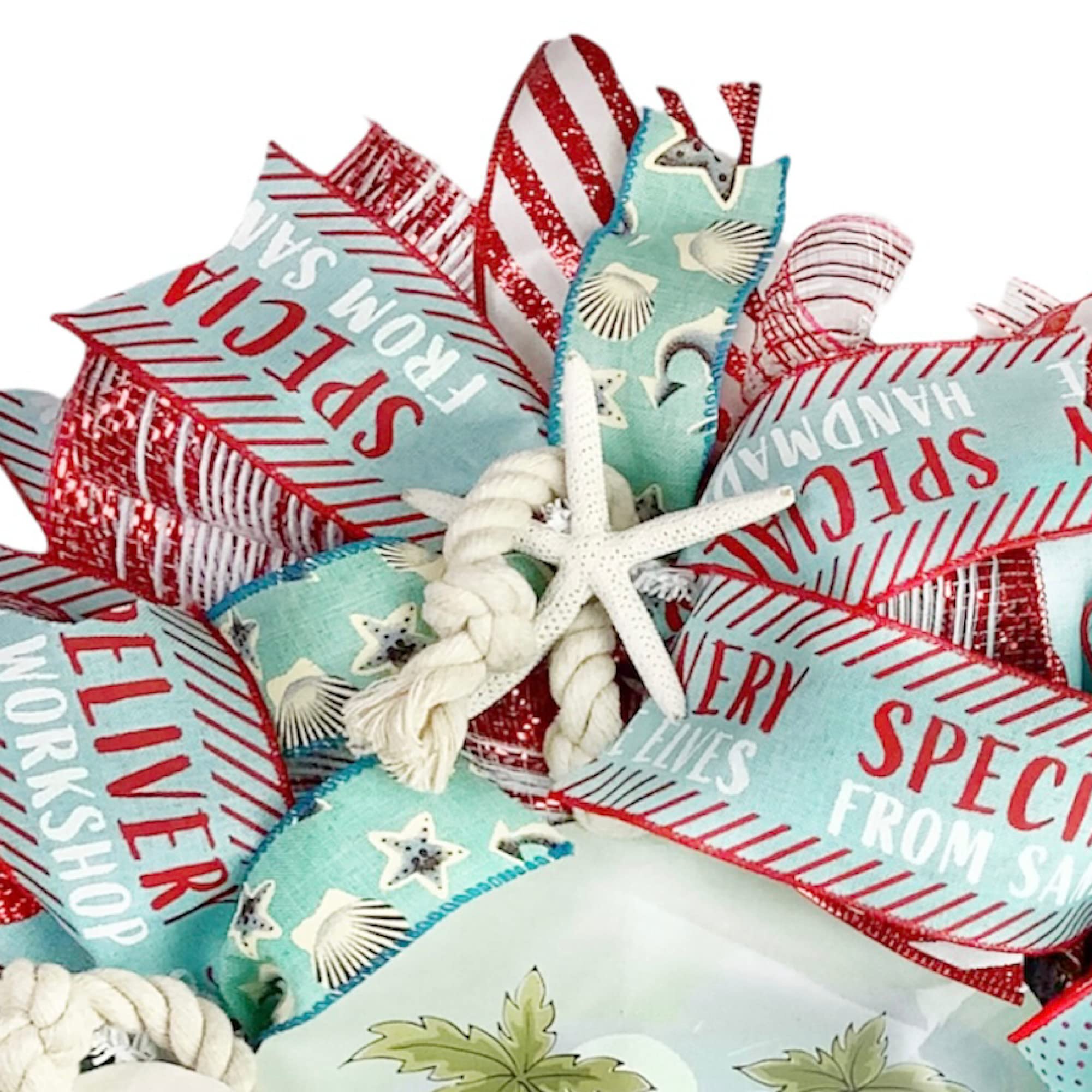 Handmade Coastal Christmas Wreath with Sand Dollar & Starfish - Nautical Beach Decor for Holiday Door - Perfect for Seaside Homes, Beach House Decorations & Coastal Holiday Cheer