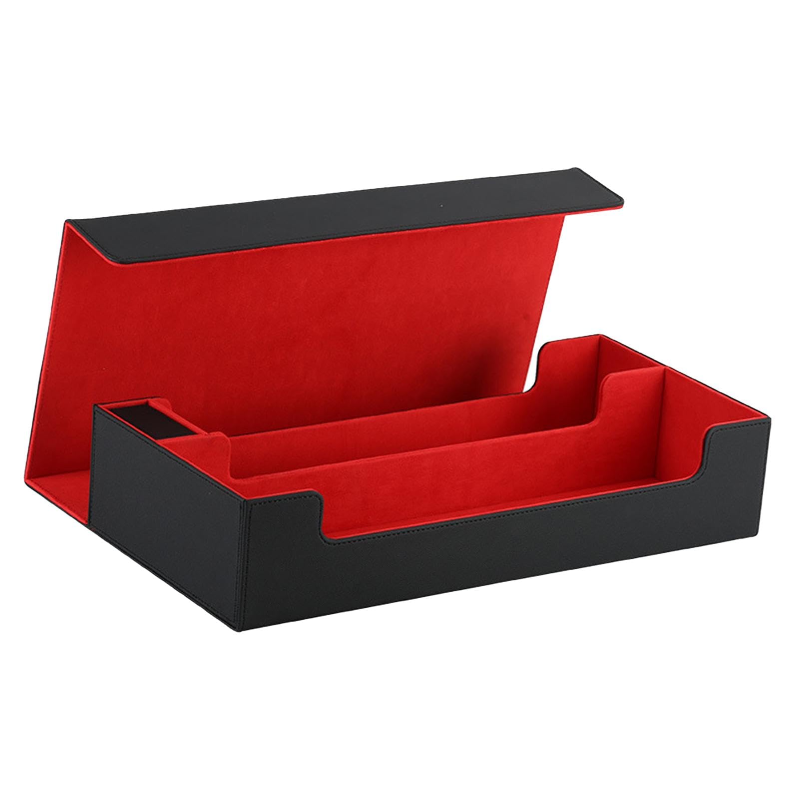 MERIGLARE Card Deck Box - Premium Sleeved Cards Holder for 600+ Collectible Cards | Durable Game Card Organizer & Sports Card Storage Case (Black/Red) - Perfect for MTG, Pokémon, Yu-Gi-Oh! & Trading Card Collectors