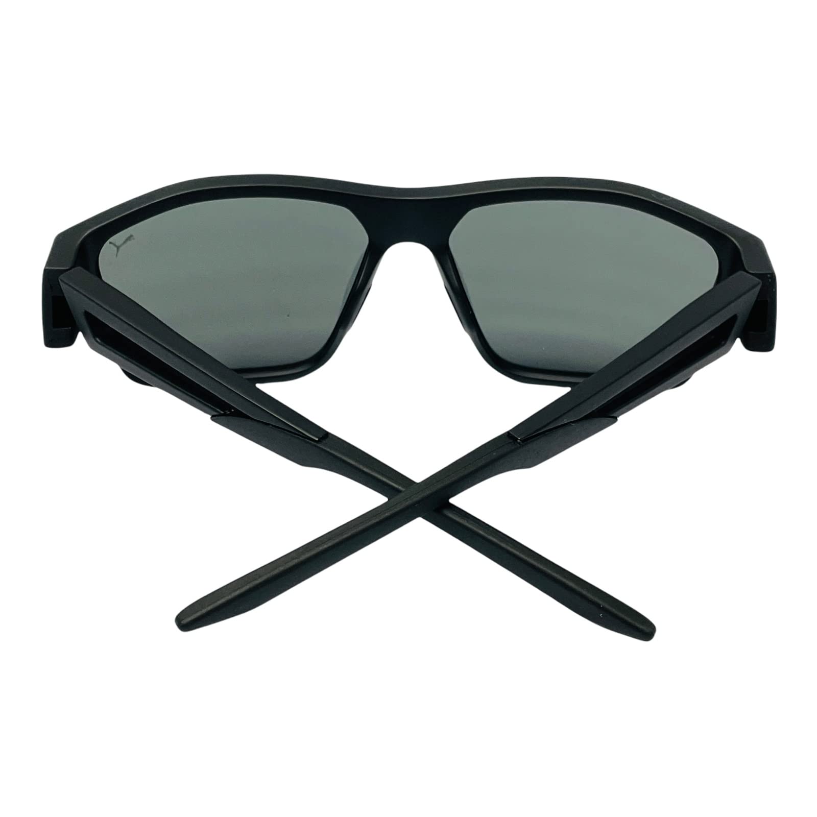 Puma Blizzard Flight Sports Sunglasses for Men - PU0328S Rectangular Full Rim Frame - UV Protection for Cycling, Running, Golf & Fishing - Ideal for Beach & Outdoor Activities (Black/Black)