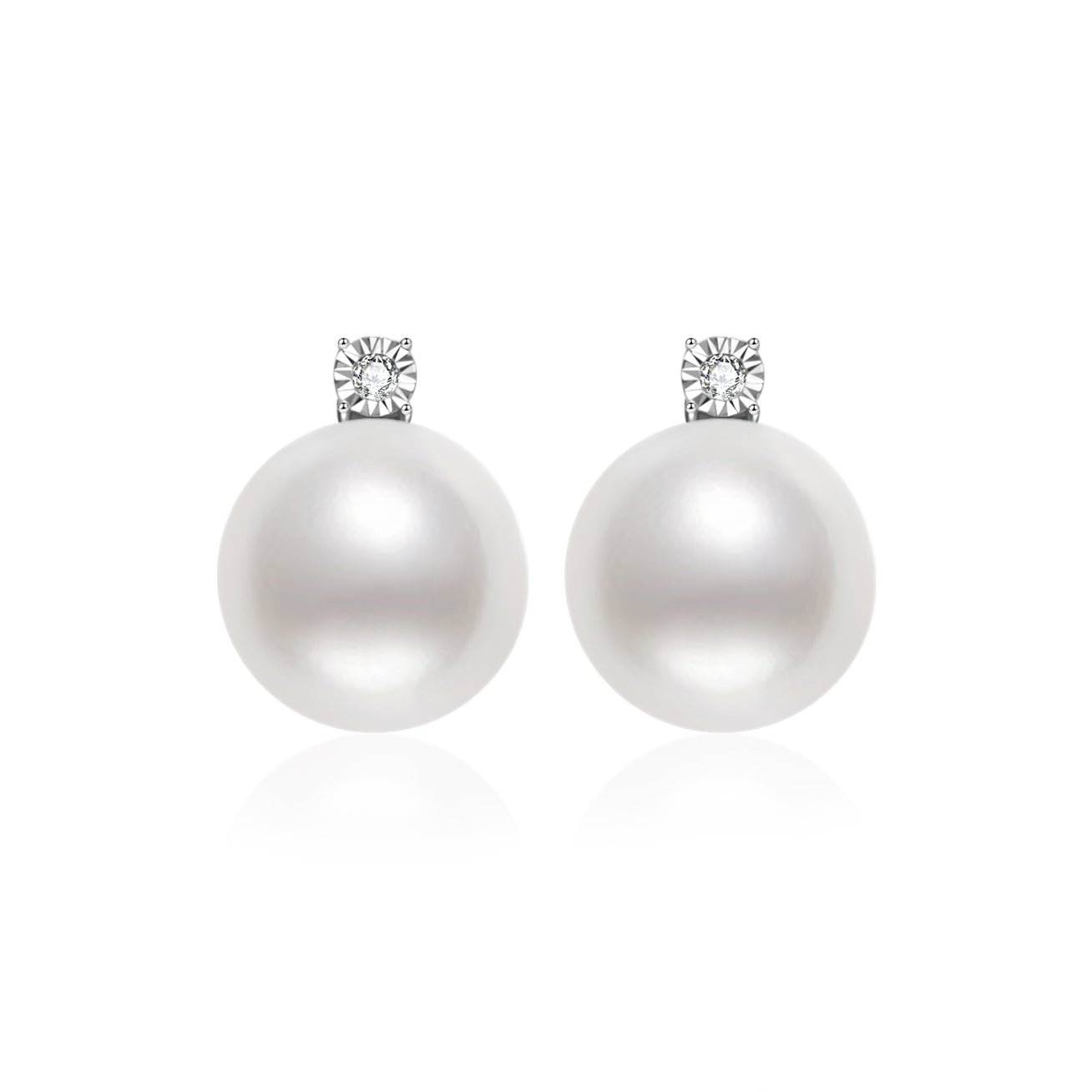 18K Solid Gold Australian White Pearl Earrings - Classic Stud Earrings for Women, Elegant Jewelry Gift for Wedding, Anniversary & Special Occasions