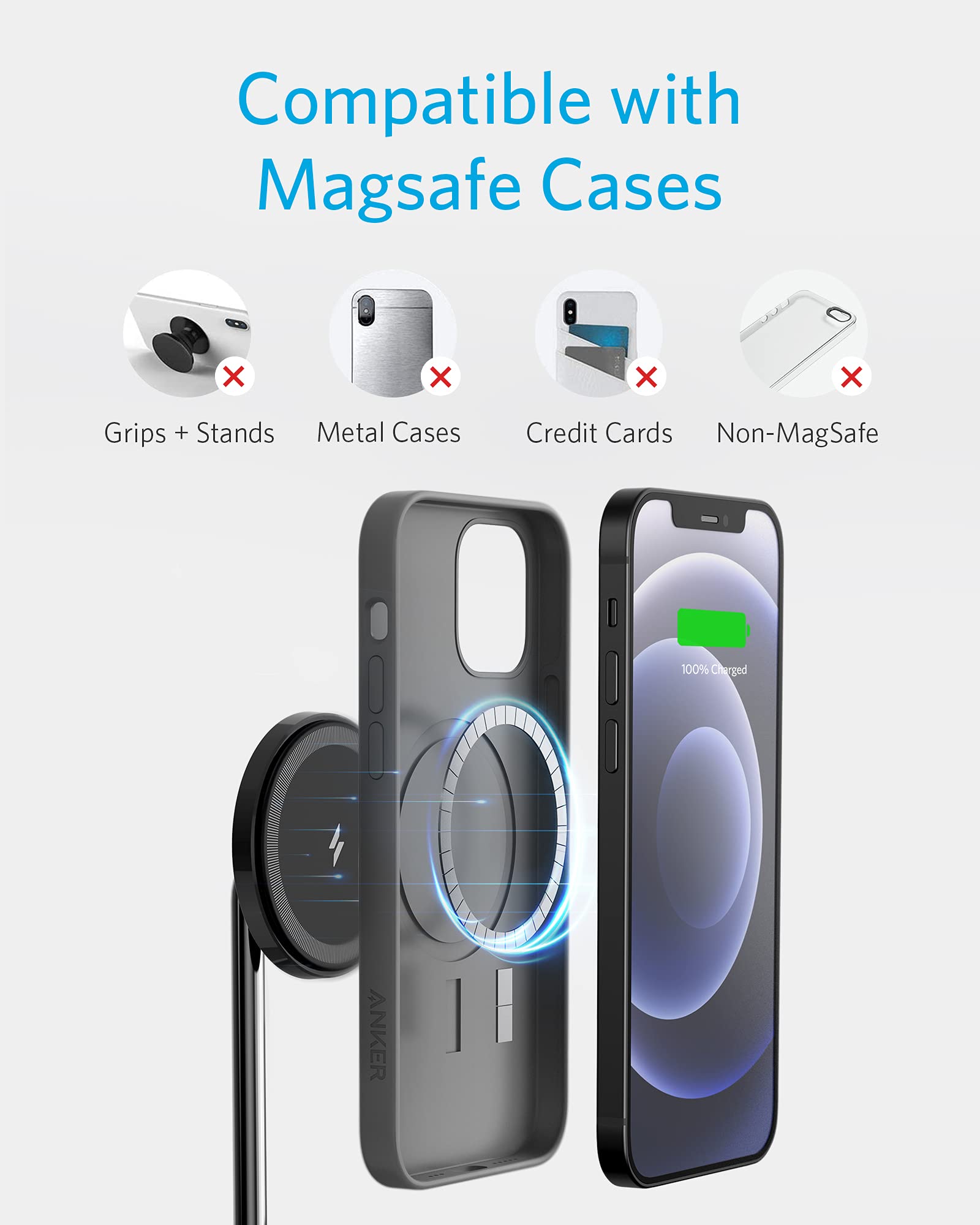 Anker 3-in-1 Magnetic Wireless Charging Station with 20W Fast Charger & 5ft USB-C Cable - Compatible with iPhone 14/13/12 Series, AirPods Pro/3/2, Apple Watch 1-6 (Watch Cable Not Included) - Perfect for Home, Office, and Travel Charging