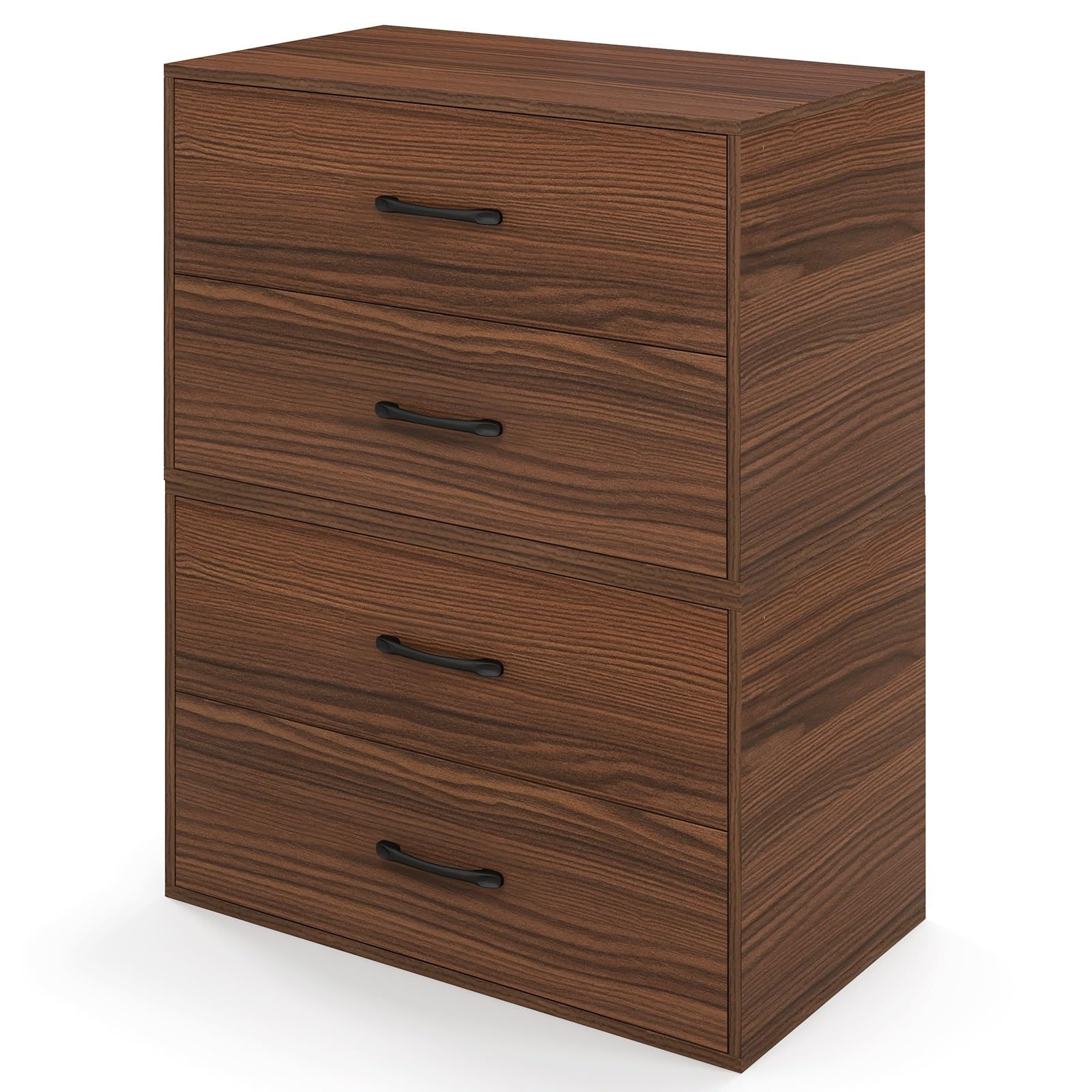 Giantex 2-Drawer Stackable Dresser Tower - Horizontal Organizer with Handles for Bedroom, Living Room, Office & Closet Storage (Brown) - Perfect for Small Space Organization & Home Decor