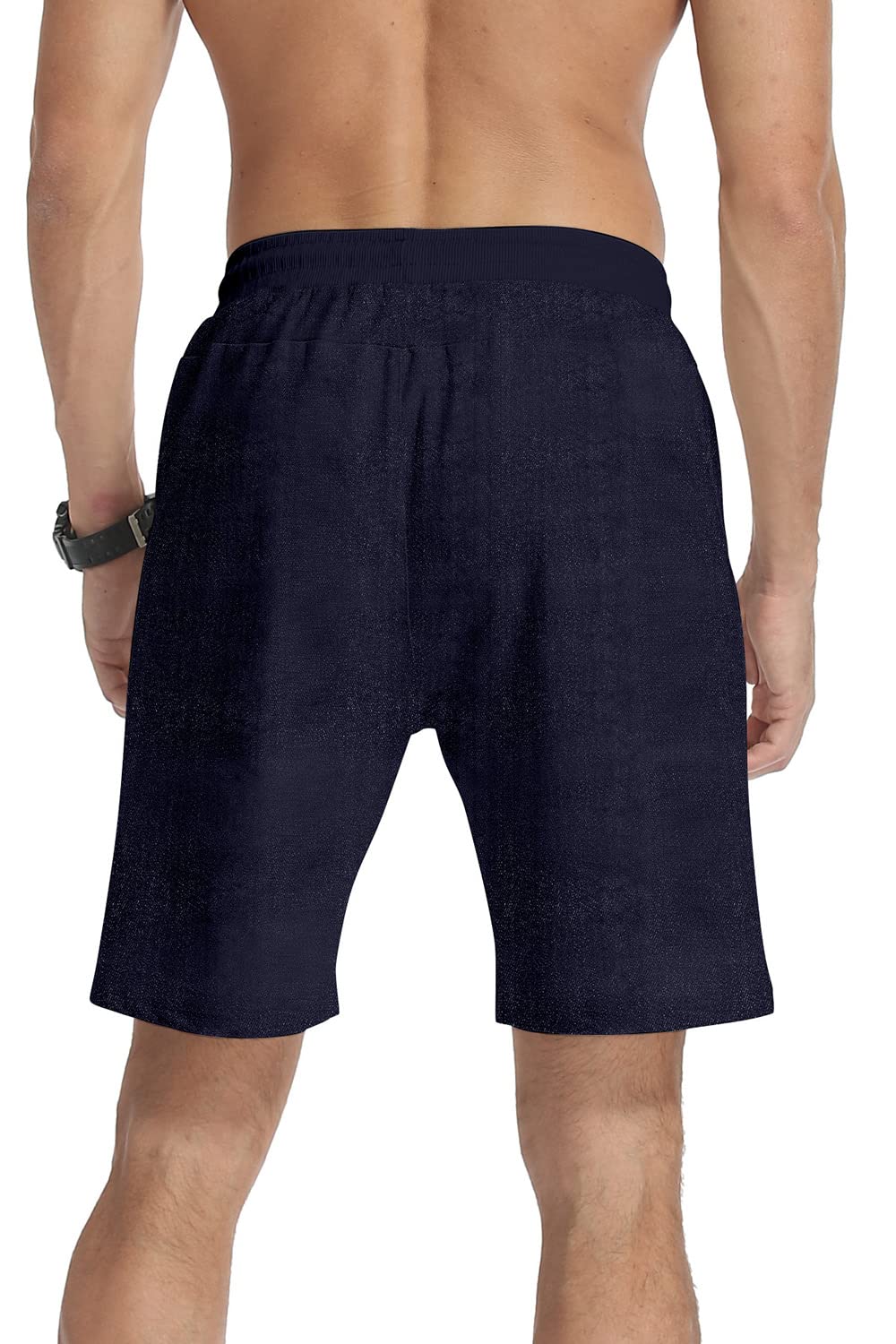 MLANM Men's Casual Shorts with Drawstring & Elastic Waist - Quick-Dry Summer Beach Shorts with Zipper Pockets for Swimming, Gym, and Outdoor Activities