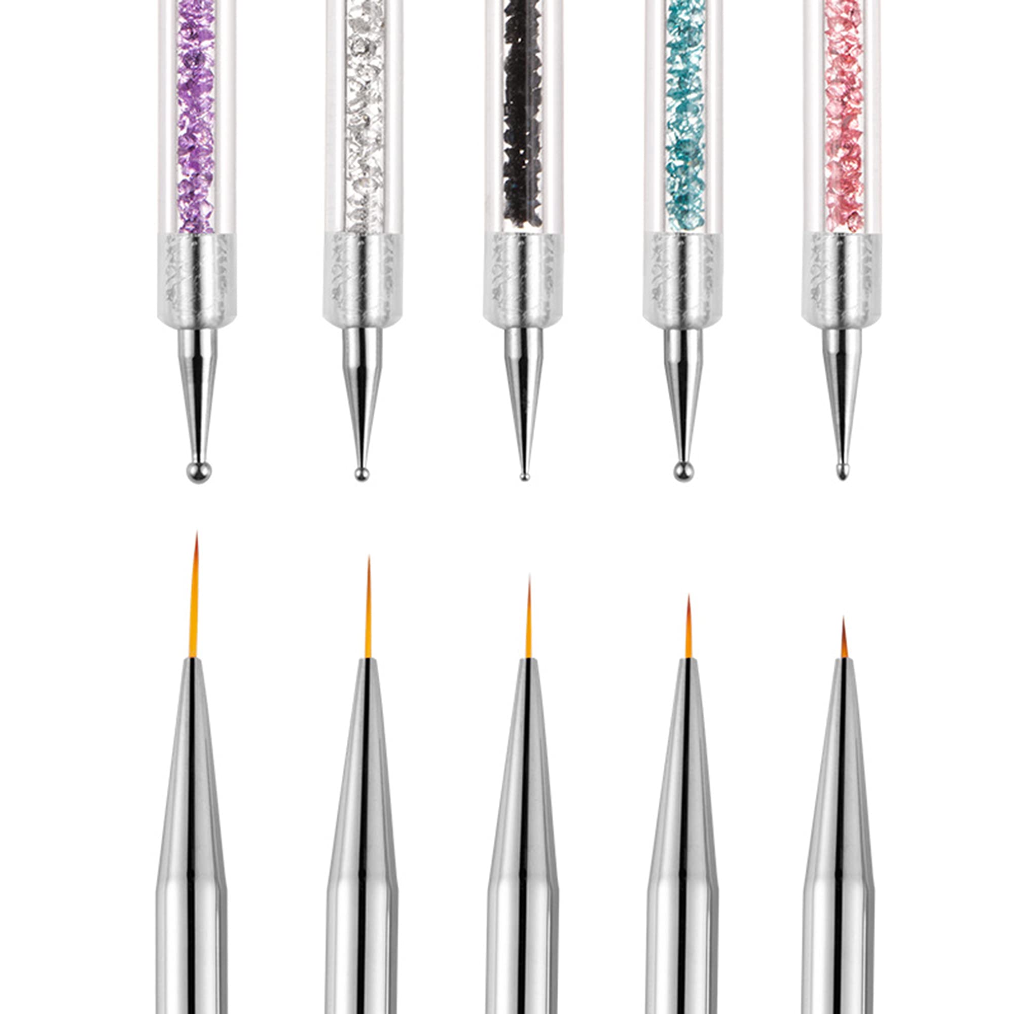 5-Piece Nail Art Pen Set with Resin Palette & Holder - Professional Nail Design Brushes for DIY Manicures, Salon Use, and Creative Nail Art Mixing