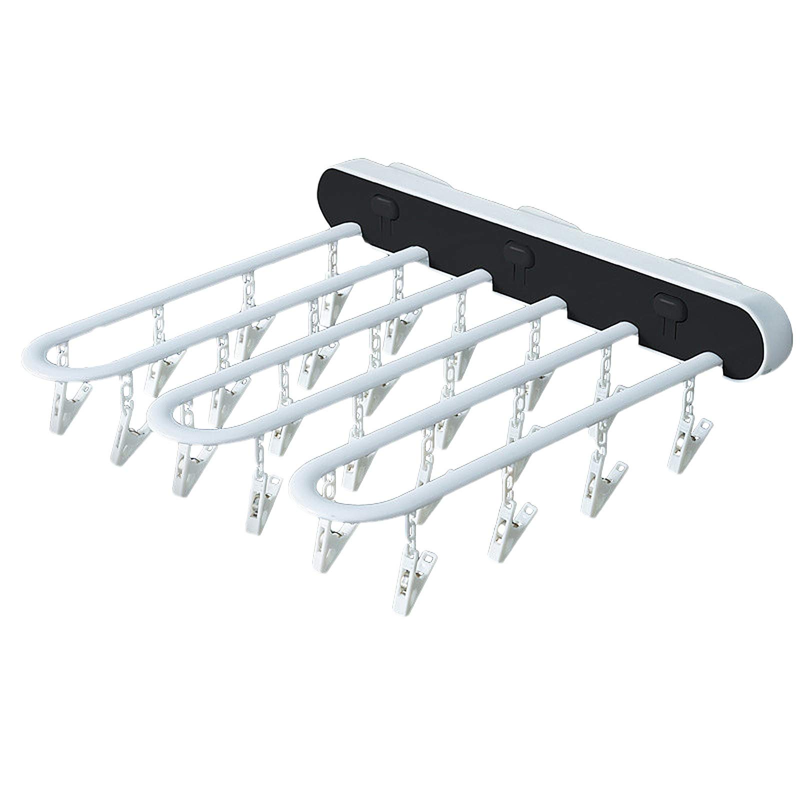 MPWEGNP Wall-Mounted Foldable Clothes Drying Rack - Space Saving Laundry Organizer for Socks, Underwear & Small Garments - Perfect for Closet Storage, Bathroom & Laundry Room (Black, One Size)