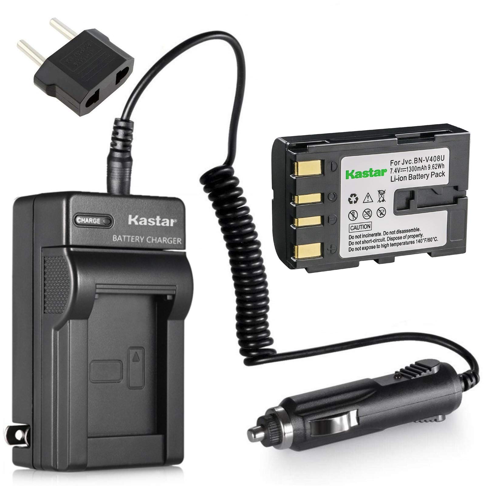 Kastar Replacement Battery and Charger Kit for JVC GR-DVL Series MiniDV Camcorders (Compatible with GR-DVL805U/815U/820U/200U/210U/220U/300U/310U & BN-V408/V408U/V416/V416U/V428) - Perfect for Travel, Home Videos and Professional Filming