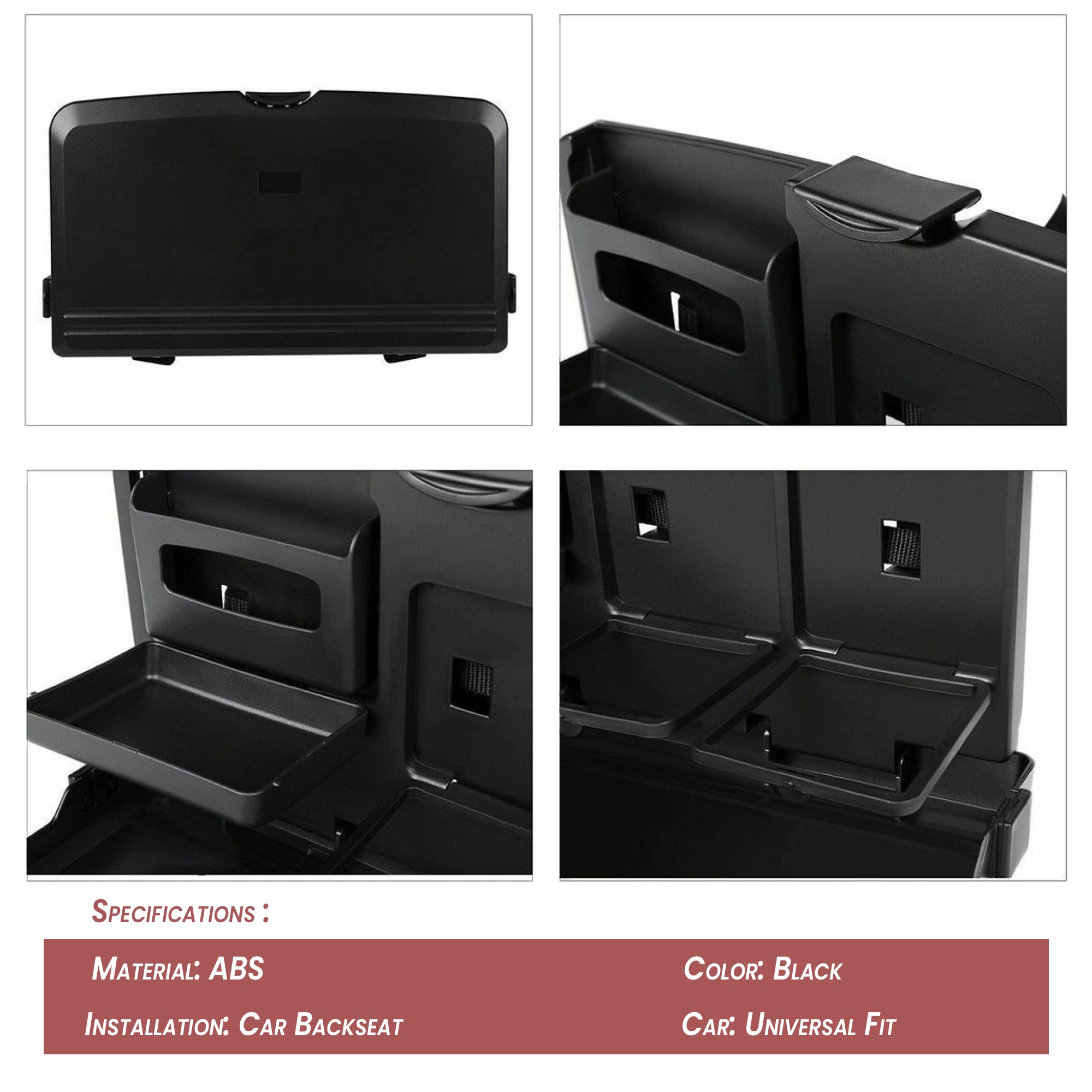 Zento Deals Multipurpose Car Tray Organizer - Portable Auto Desk for Eating, Working & Storage (Black) | Perfect for Road Trips, Commuting & Family Travel