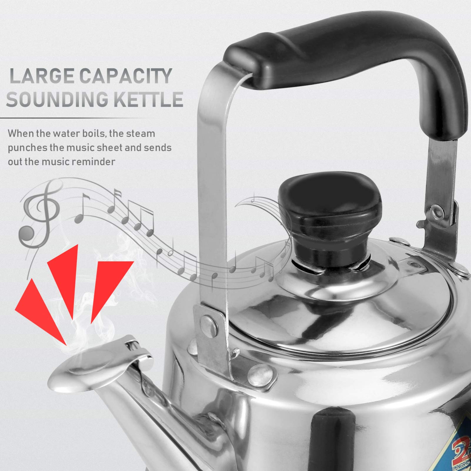 DOITOOL 1pc Stainless Steel Whistling Tea Kettle - Large Capacity Chirping Water Kettle for Home & Kitchen - Perfect for Stovetop Brewing, Camping, and Daily Tea Making