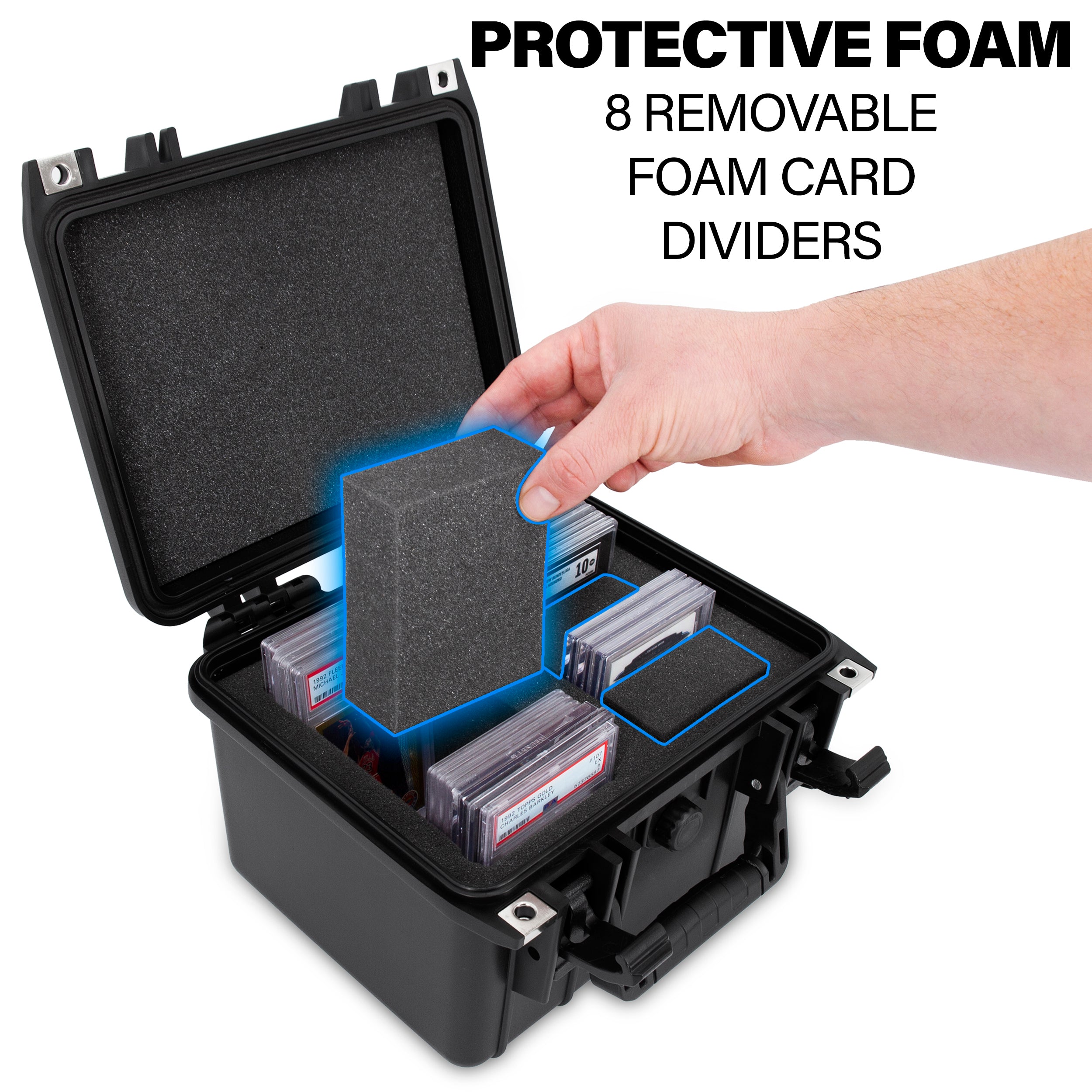 CASEMATIX Graded Card Case Pro Edition - Waterproof Trading Card Storage Box for 40 BGS/PSA Graded Sports Cards with Foam Dividers - Perfect for Collectors, Sports Memorabilia Protection & Secure Card Display