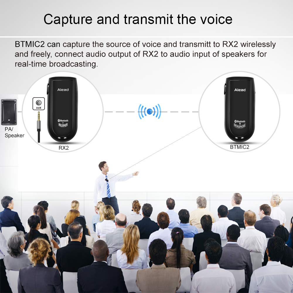 MICRX2 Bluetooth Wireless Microphone & Receiver Set - 300ft Long Range, Ultra Low Latency, Crystal Clear Audio for Live Teaching, Webinars, Conferences, PA Systems, Hearing Assistance & Voice Recording | Ideal for Classrooms, Business Meetings, Church Services & Events