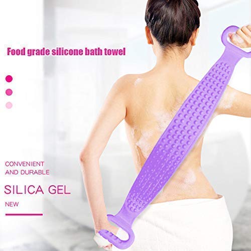 YOGI Store Silicone Body Scrubber - Exfoliating Back Scrubber, Foot Cleaner & Dirt Remover Belt for Shower & Bath (Purple) - Perfect for Deep Cleansing & Relaxation