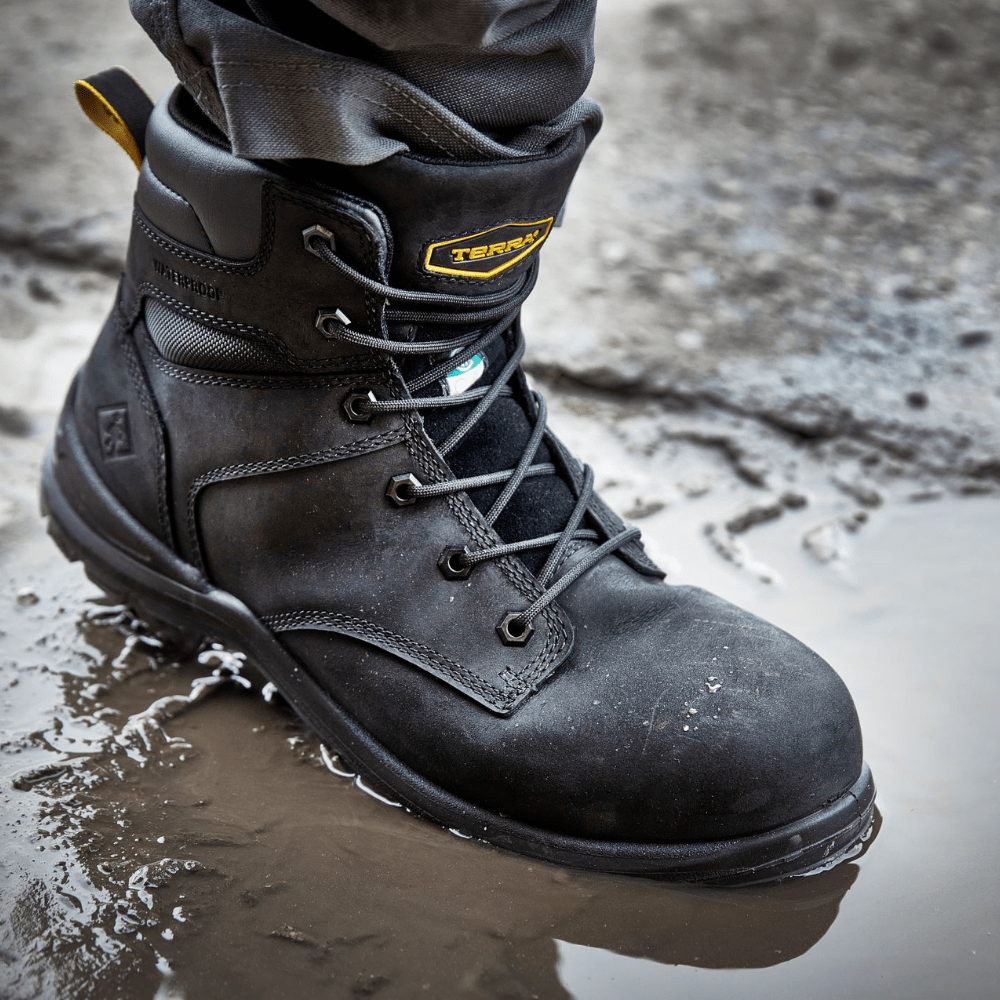 Terra Byrne Unisex 6-Inch Waterproof Composite Toe Work Boots TR0A839BBLK - Black Safety Shoes for Construction, Warehouse & Outdoor Work
