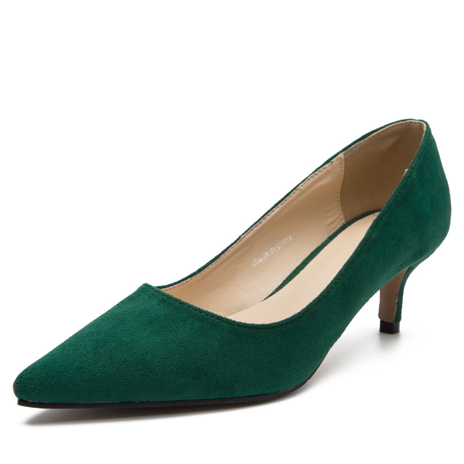 Women's Classic Kitten Heel Pumps - Pointed Toe Slip On Dress Shoes for Work, Party & Formal Occasions | Comfortable Office & Wedding Shoes