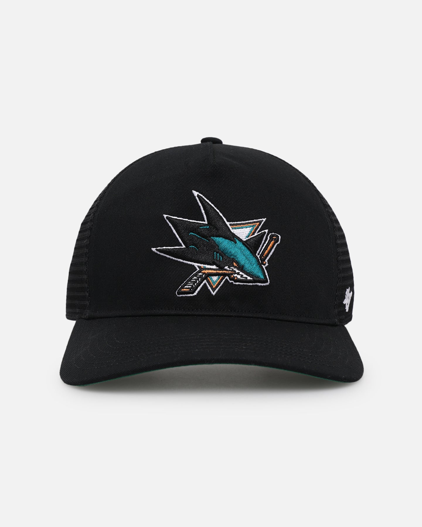 47 Brand San Jose Sharks Mesh '47 Hitch Trucker Snapback Cap - Black/Team Color Adjustable Hat for Men & Women - Perfect for Baseball, Hockey Games & Streetwear Fashion