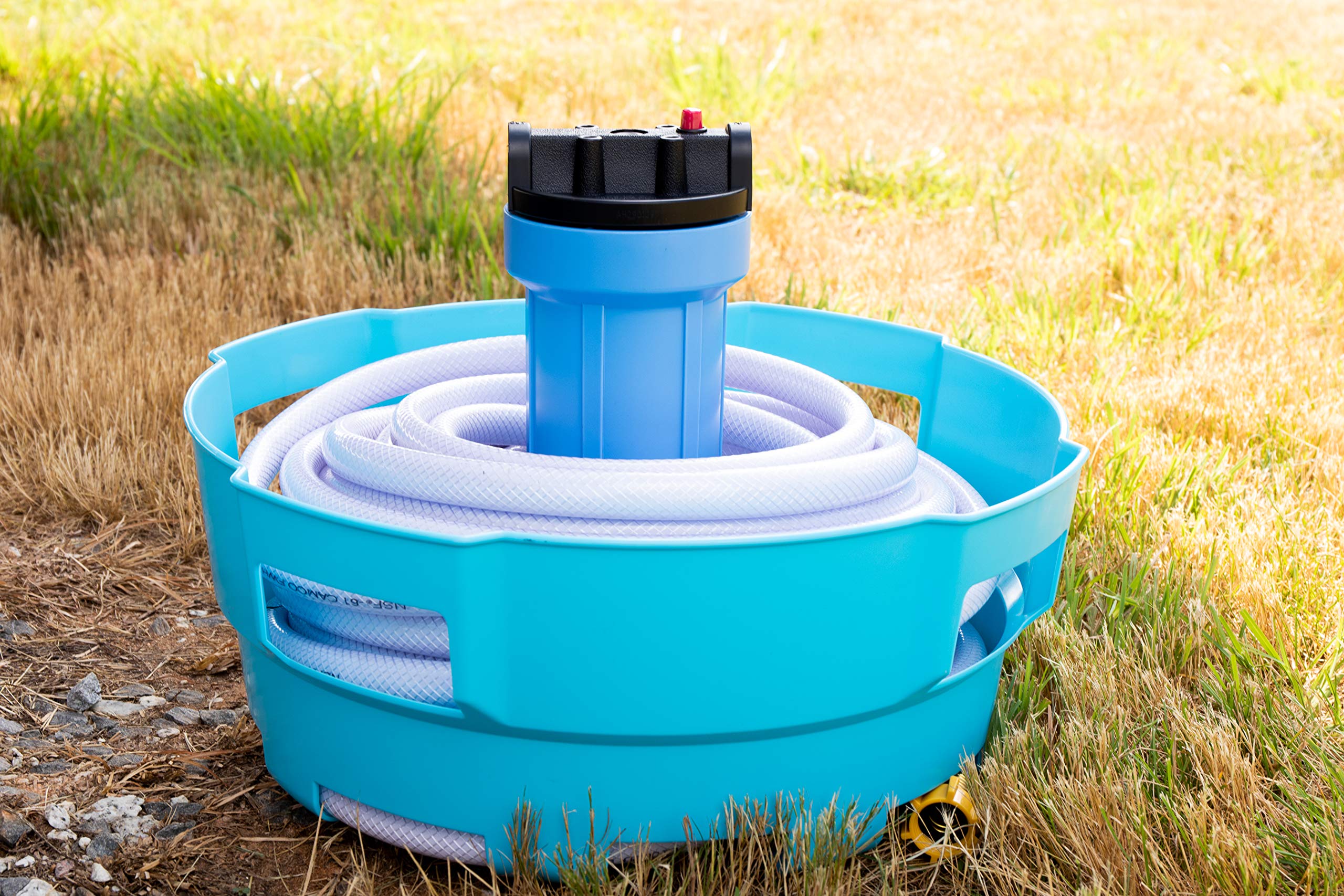 Camco RV Water Hose & Cord Basket - Organizes 75ft Hoses & Cords for RV Camping