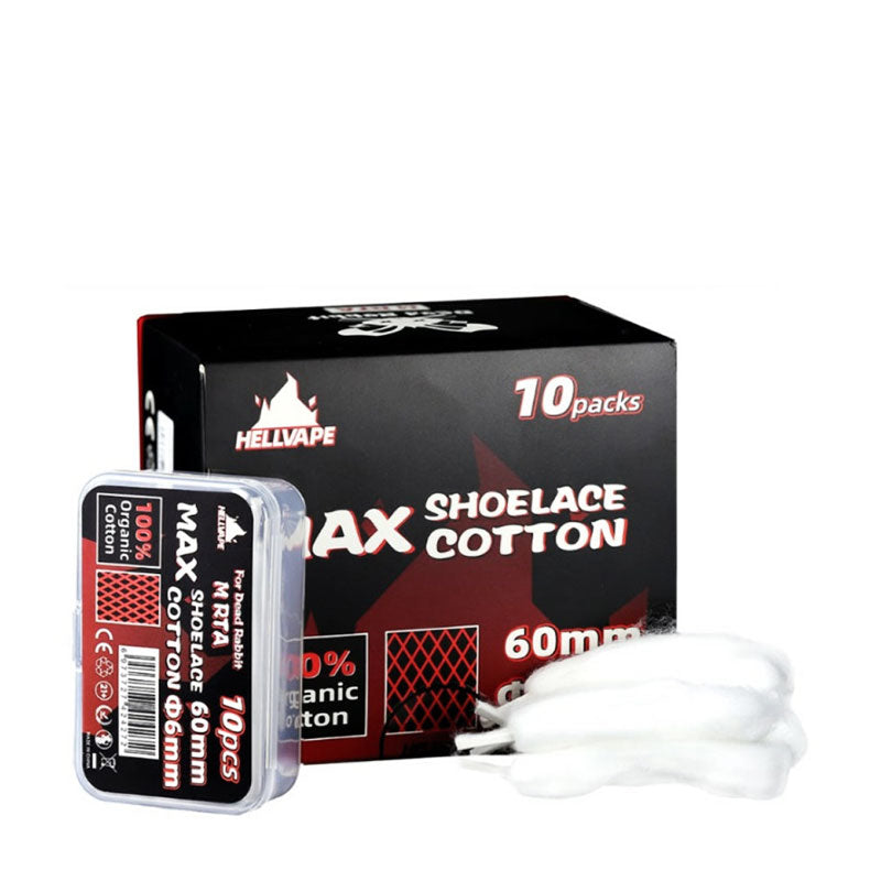 Hellvape Shoelace Cotton - Premium Vape Cotton for RDA RTA Tanks (10ft) | Organic Japanese Cotton for Smooth Flavor & Cloud Chasing | Perfect for Coil Building & Vape Mods