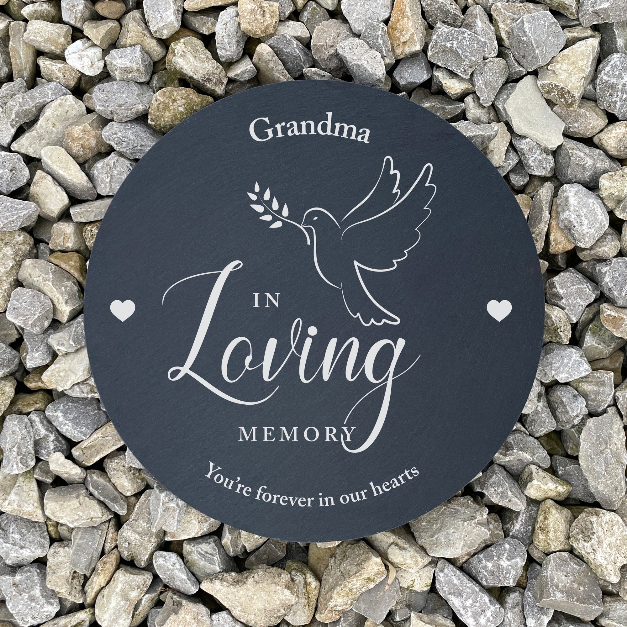 Personalized In Loving Memory Dove Slate Circular Grave Marker - Memorial Plaque for Cemetery, Headstone, or Garden Remembrance - Perfect for Honoring Loved Ones